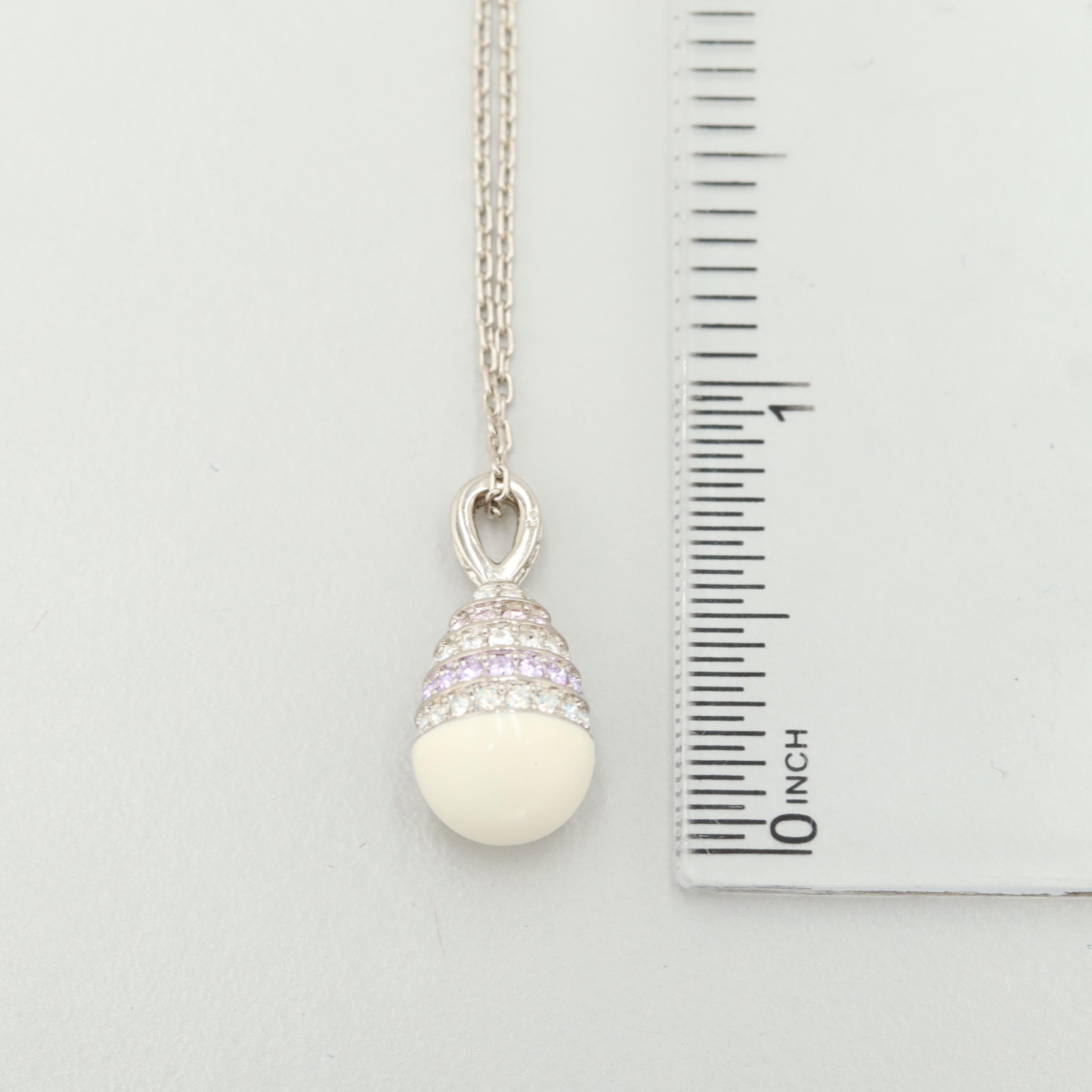 Swarovski Silver Tone Glass Pendant Necklace with Box