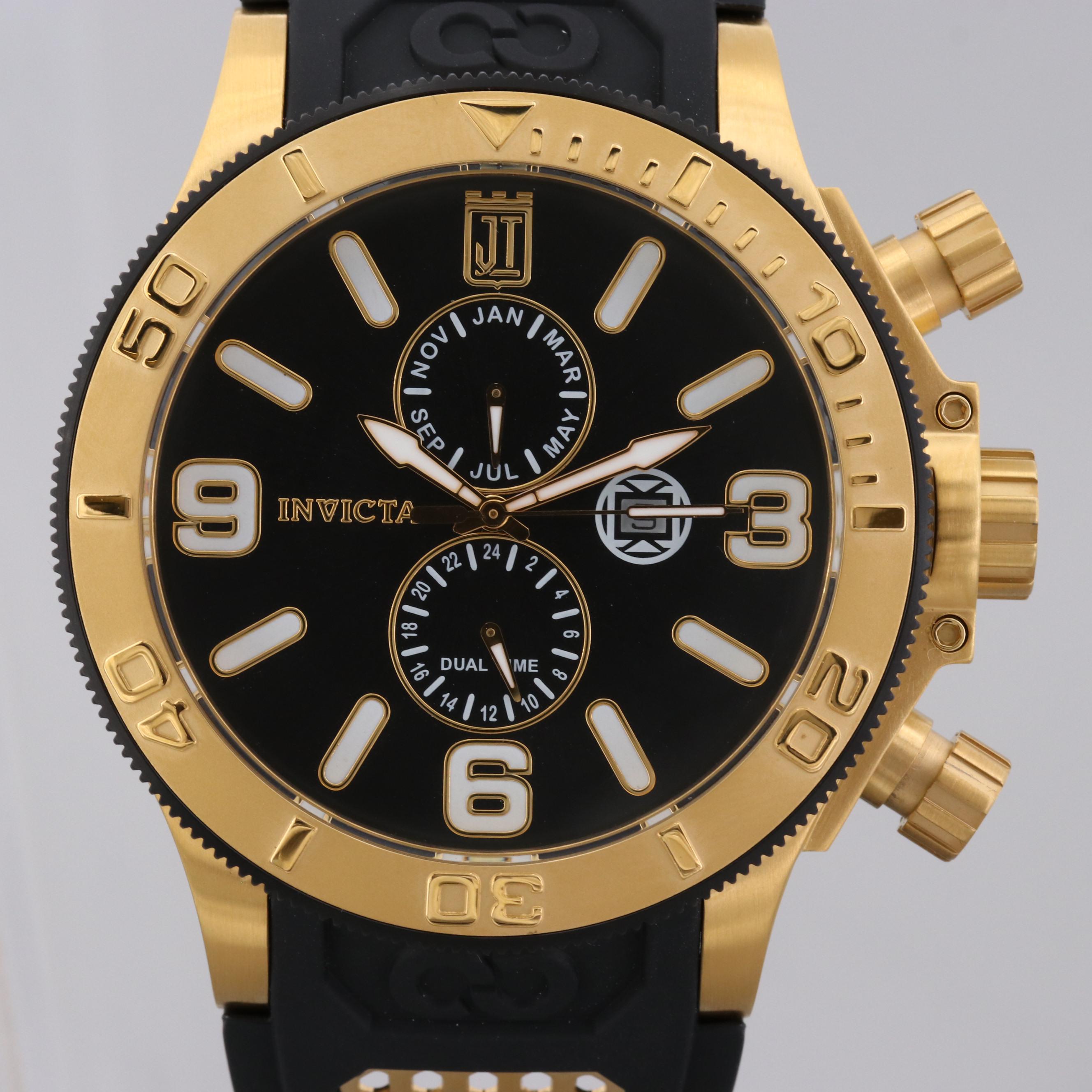 Invicta Jason Taylor Gold Tone Quartz Watch with Watch Case