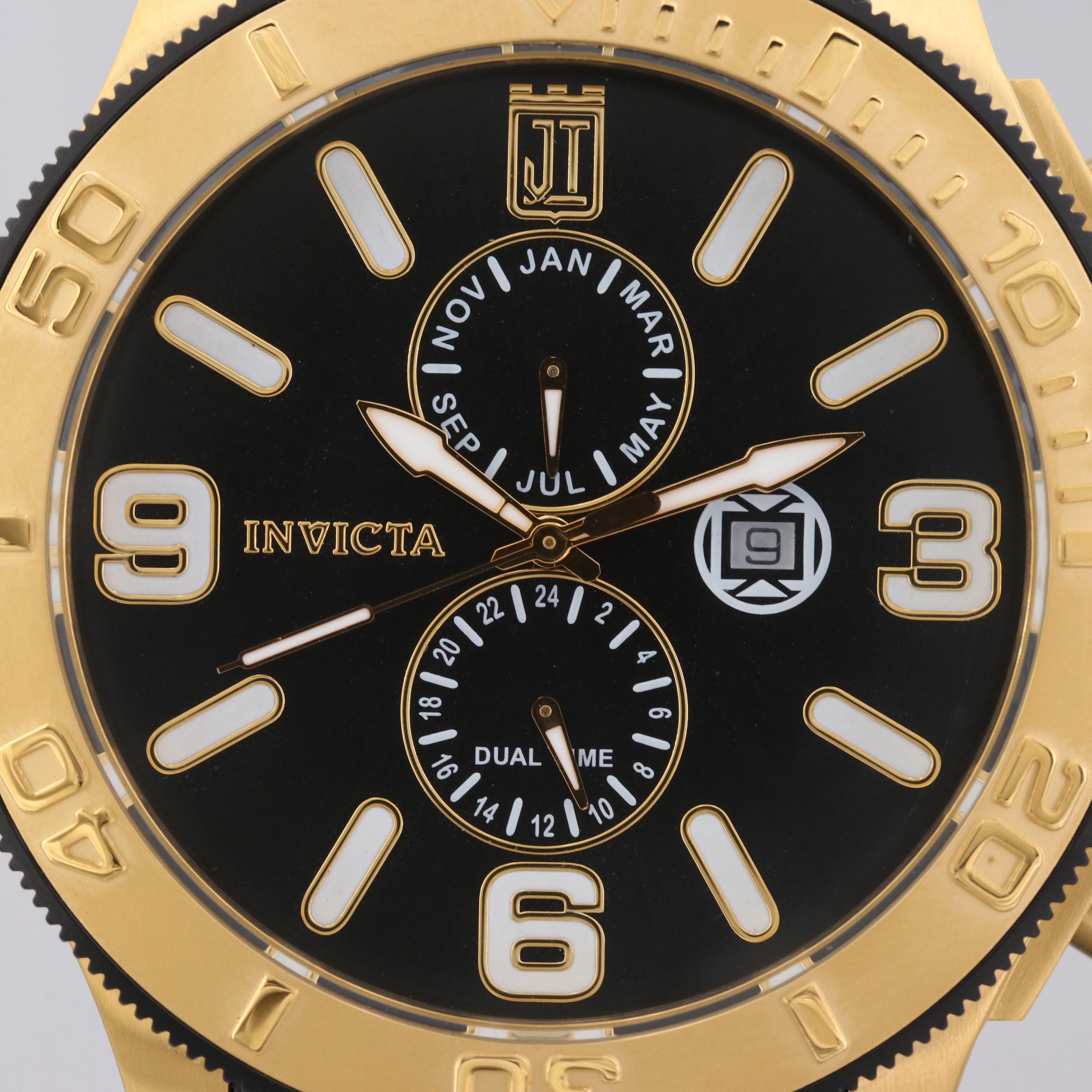 Invicta Jason Taylor Gold Tone Quartz Watch with Watch Case
