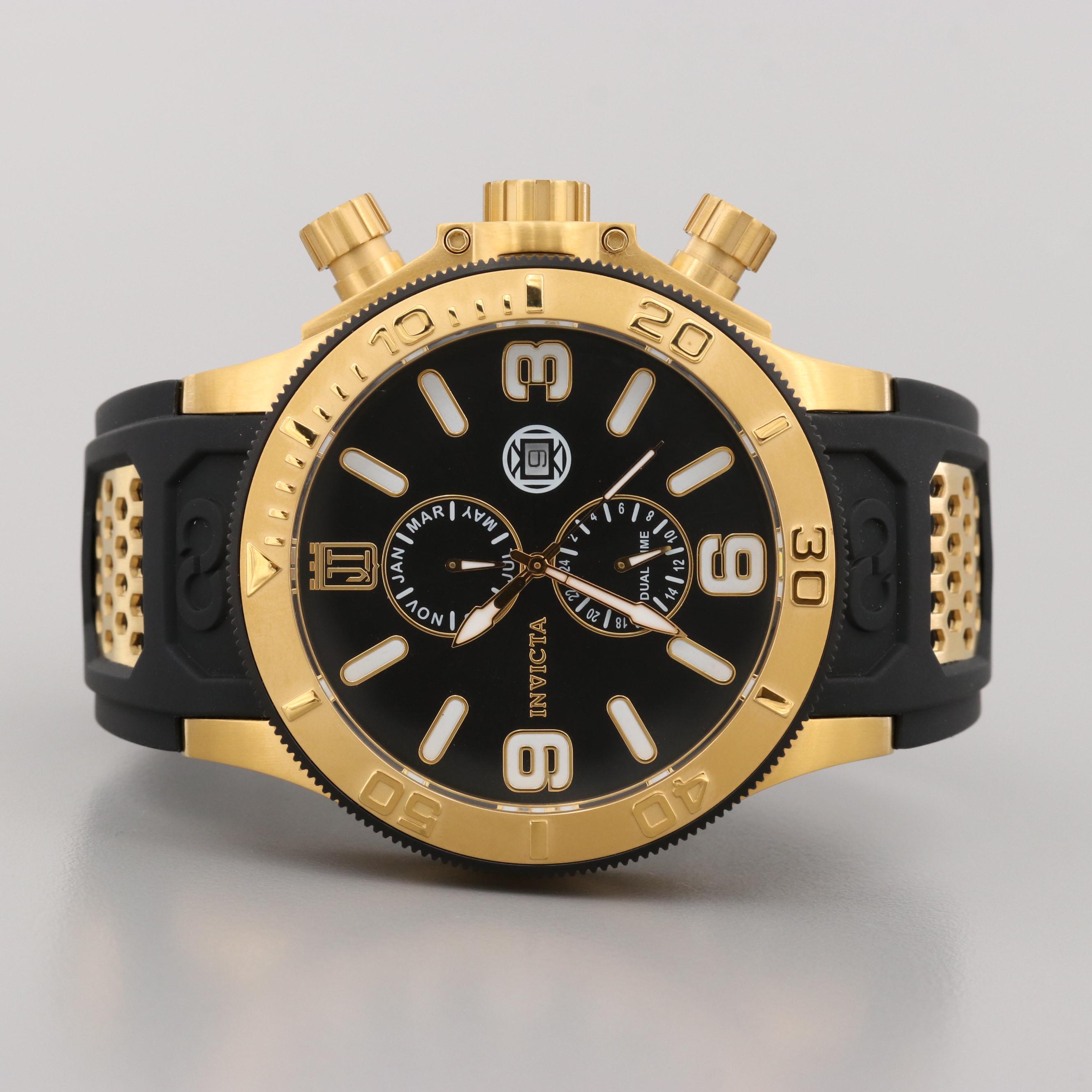 Invicta Jason Taylor Gold Tone Quartz Watch with Watch Case