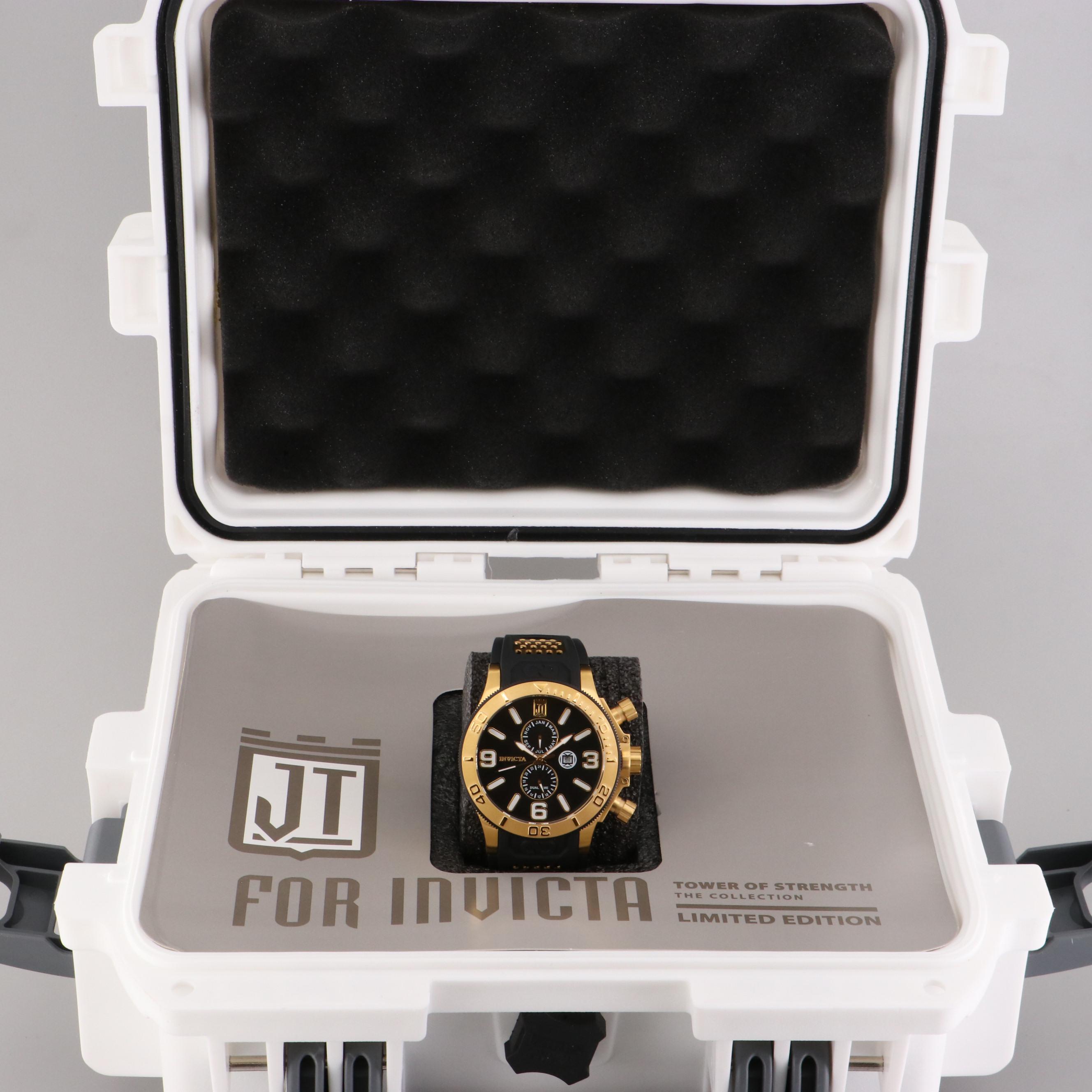 Invicta Jason Taylor Gold Tone Quartz Watch with Watch Case