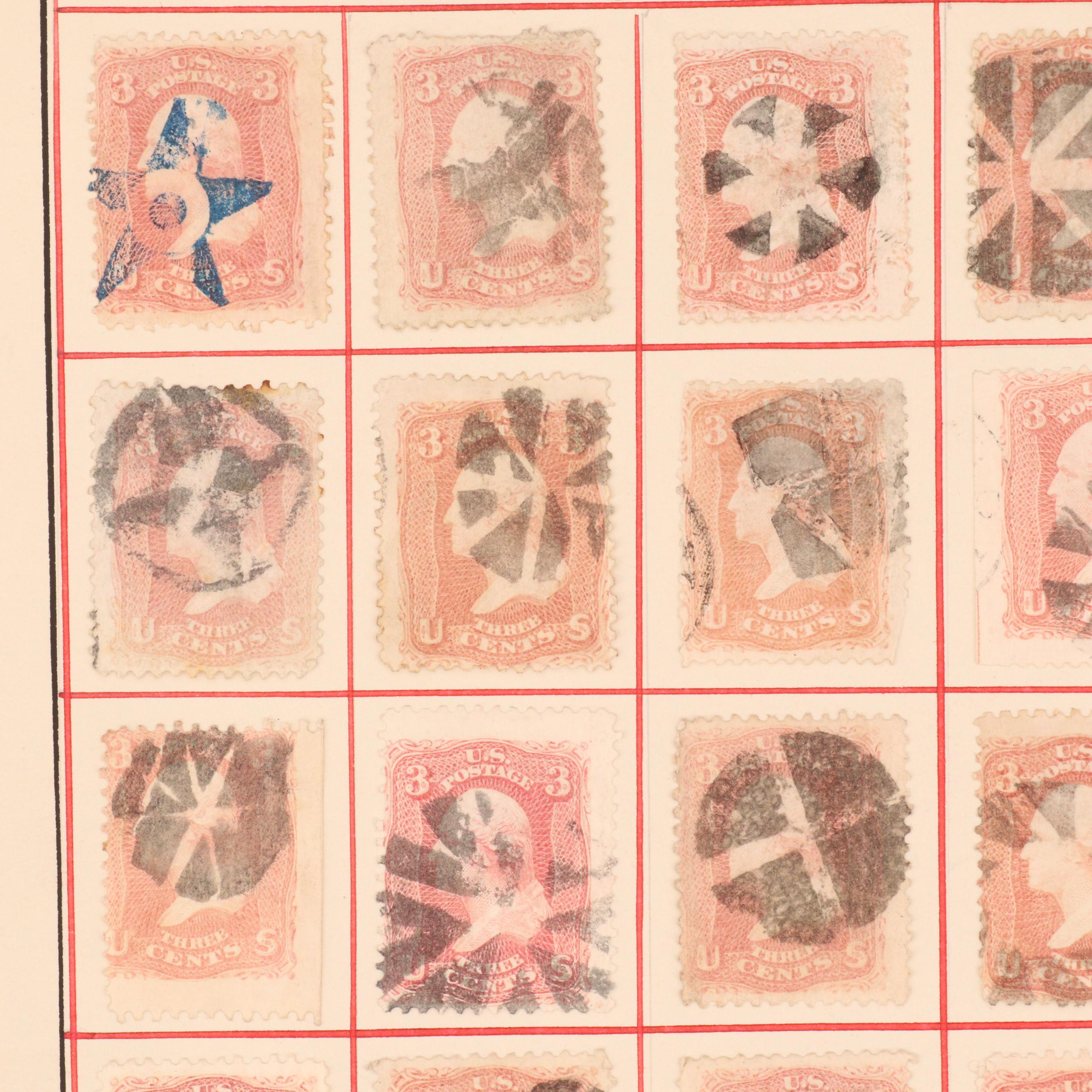 Group of 168 U.S. Stamps with Fancy Cancellation Marks