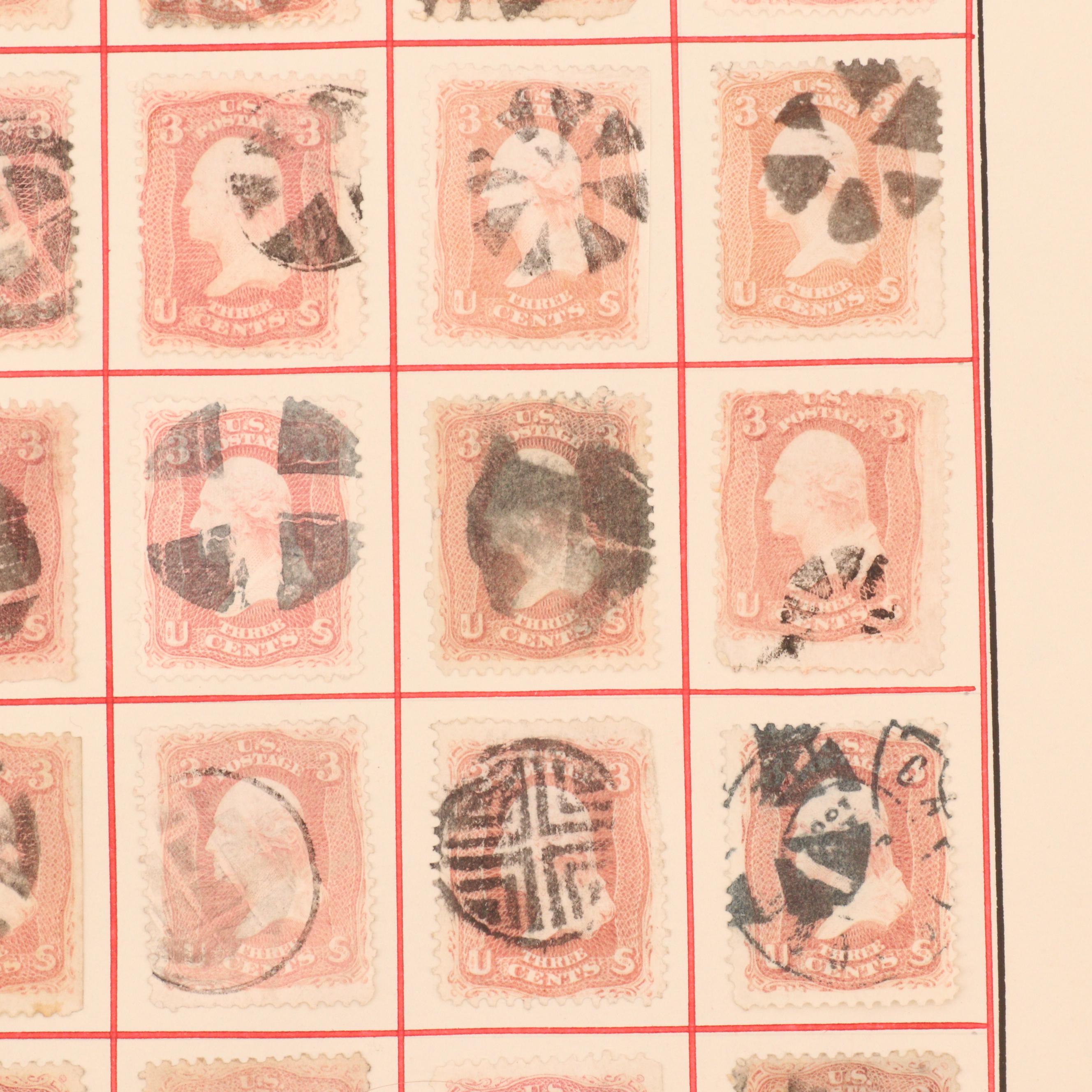 Group of 168 U.S. Stamps with Fancy Cancellation Marks