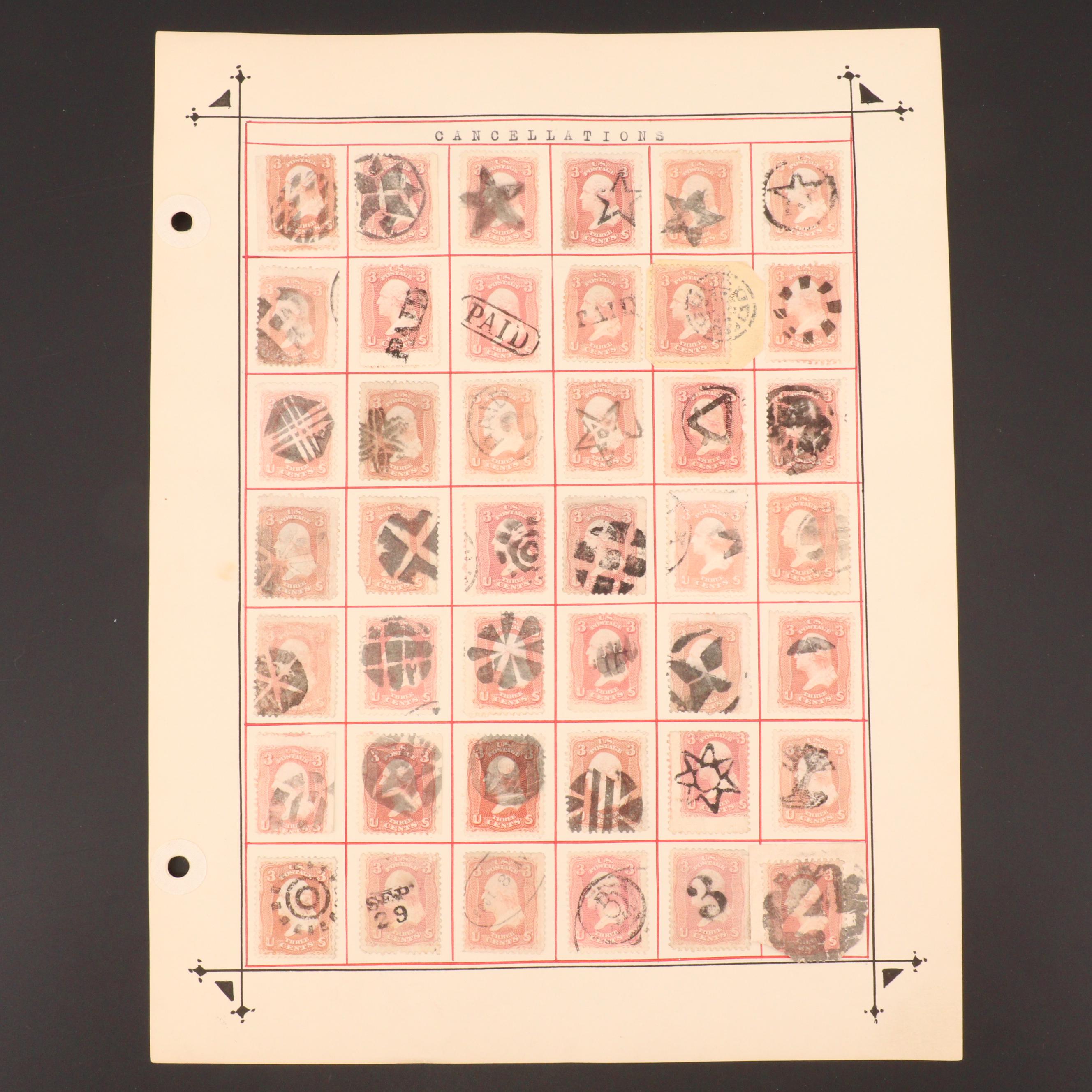 Group of 168 U.S. Stamps with Fancy Cancellation Marks
