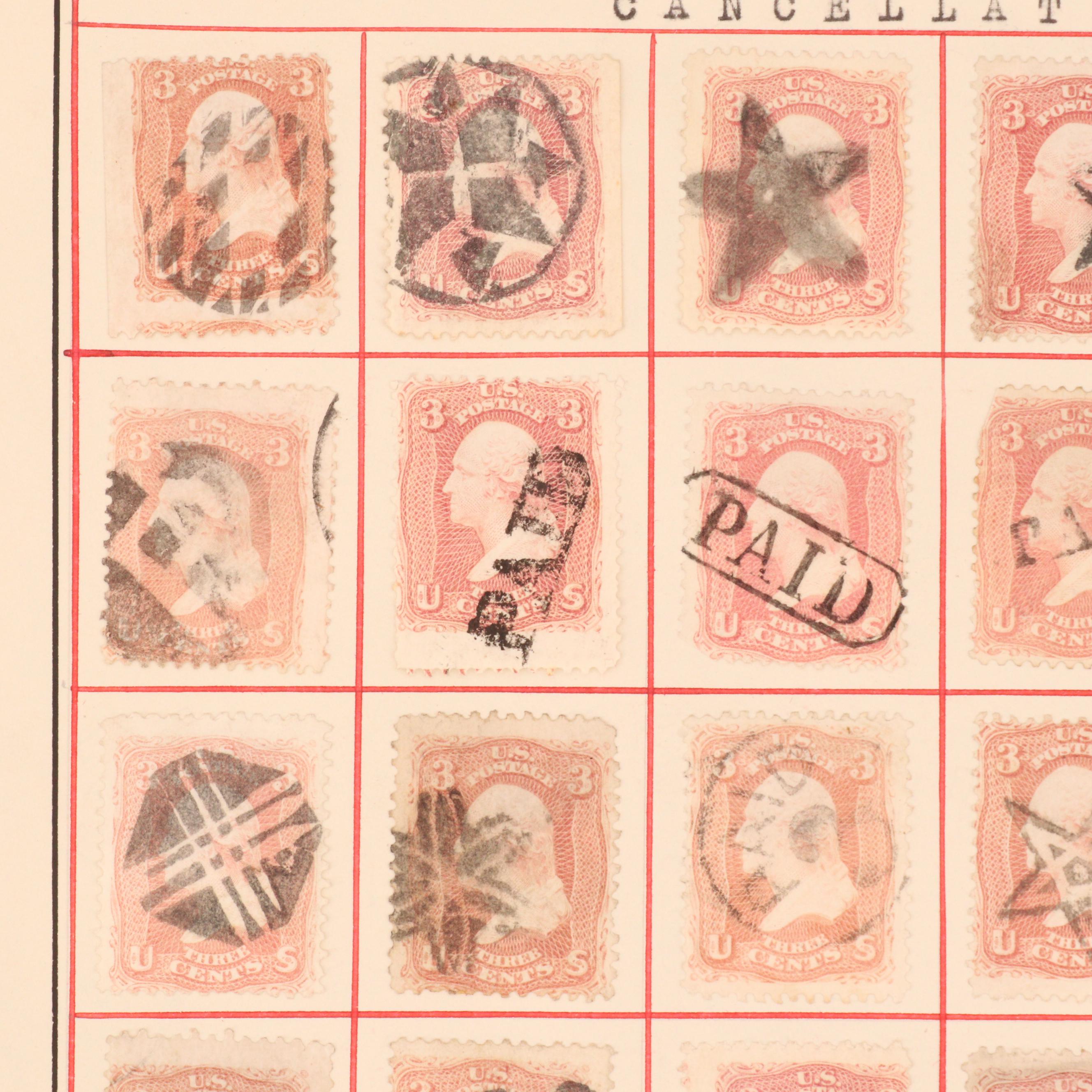 Group of 168 U.S. Stamps with Fancy Cancellation Marks