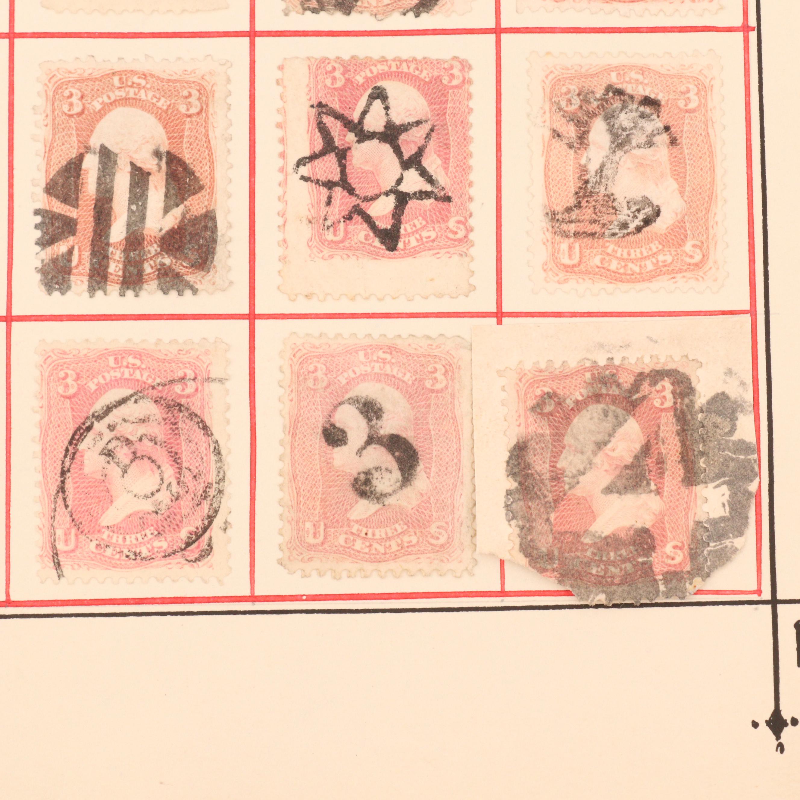 Group of 168 U.S. Stamps with Fancy Cancellation Marks