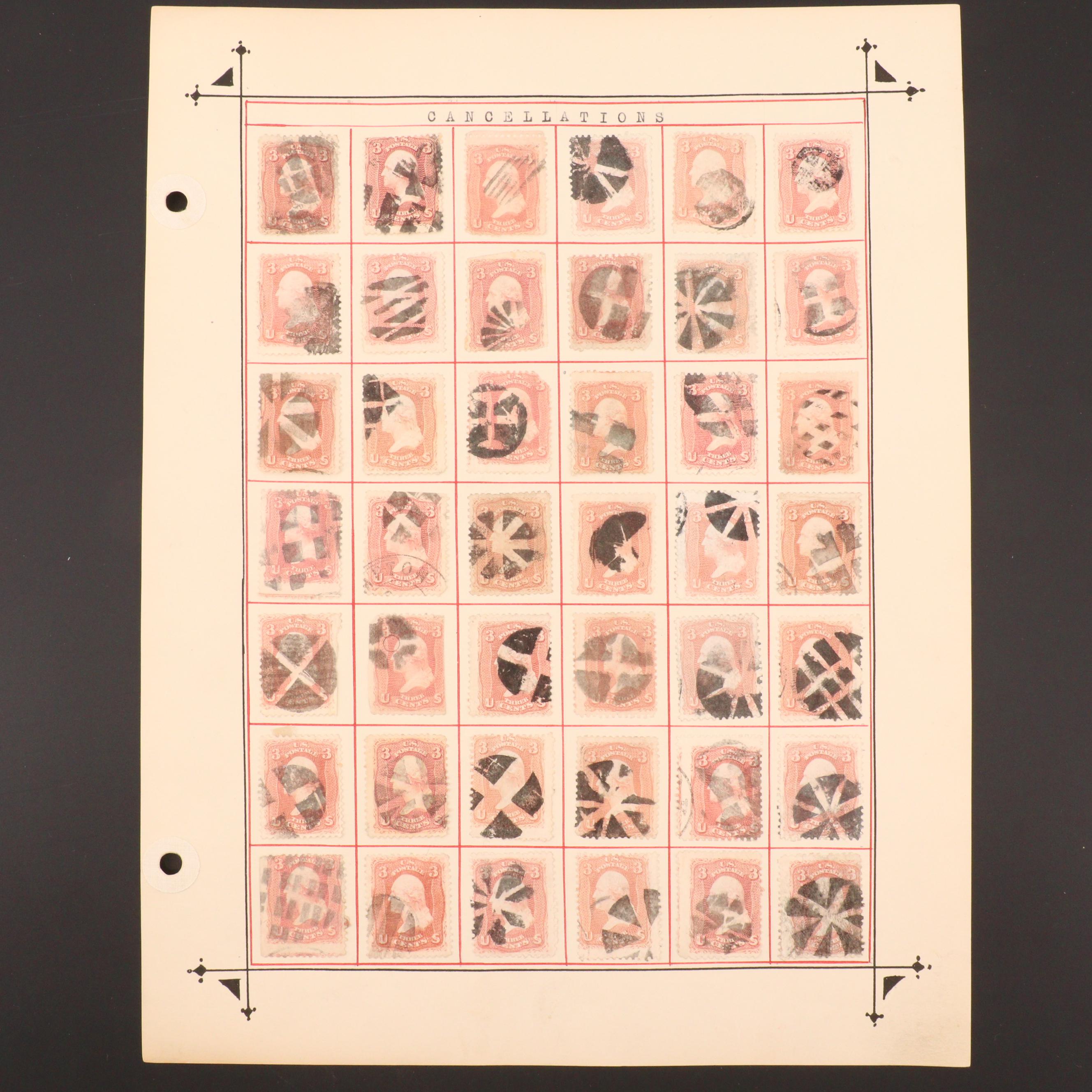 Group of 168 U.S. Stamps with Fancy Cancellation Marks