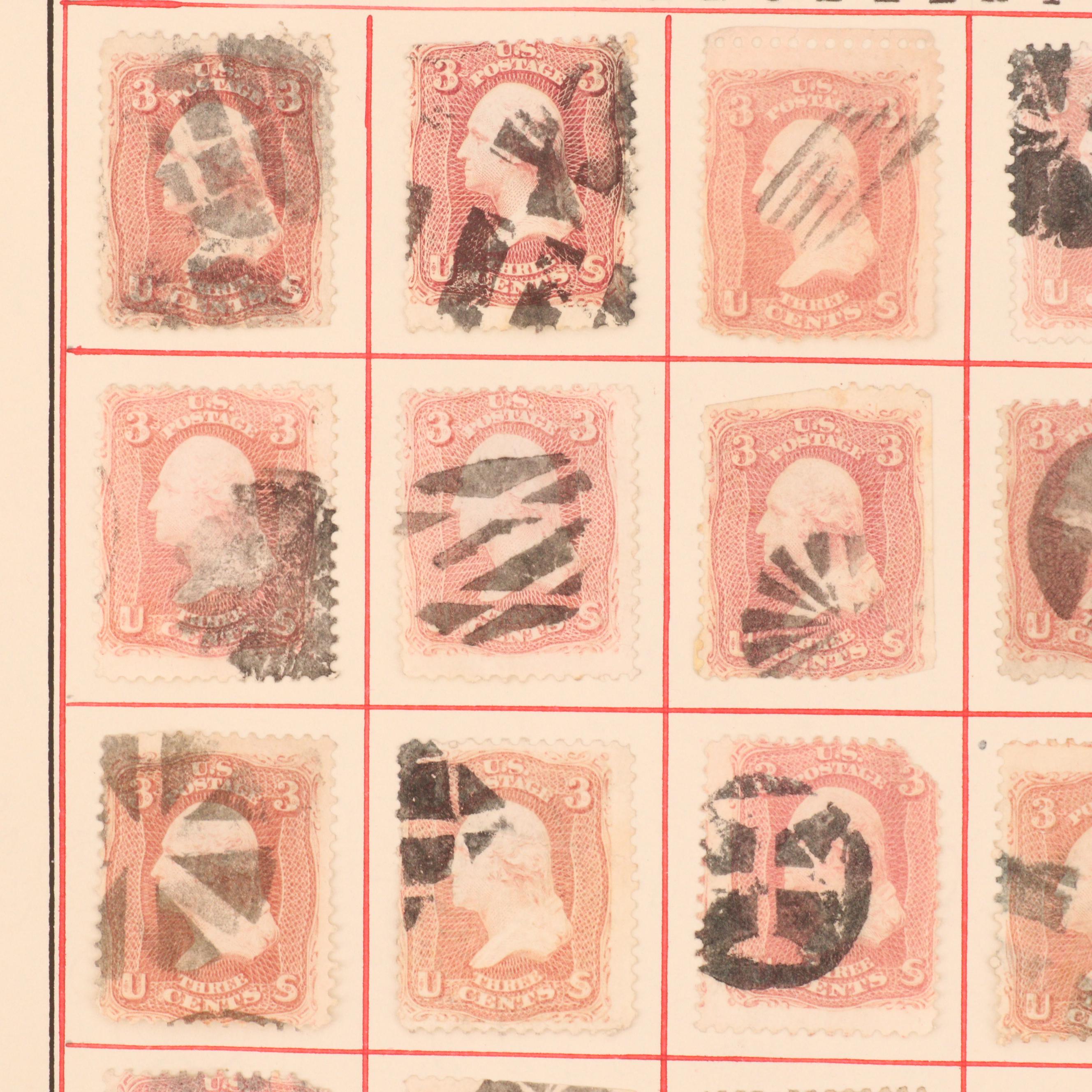 Group of 168 U.S. Stamps with Fancy Cancellation Marks