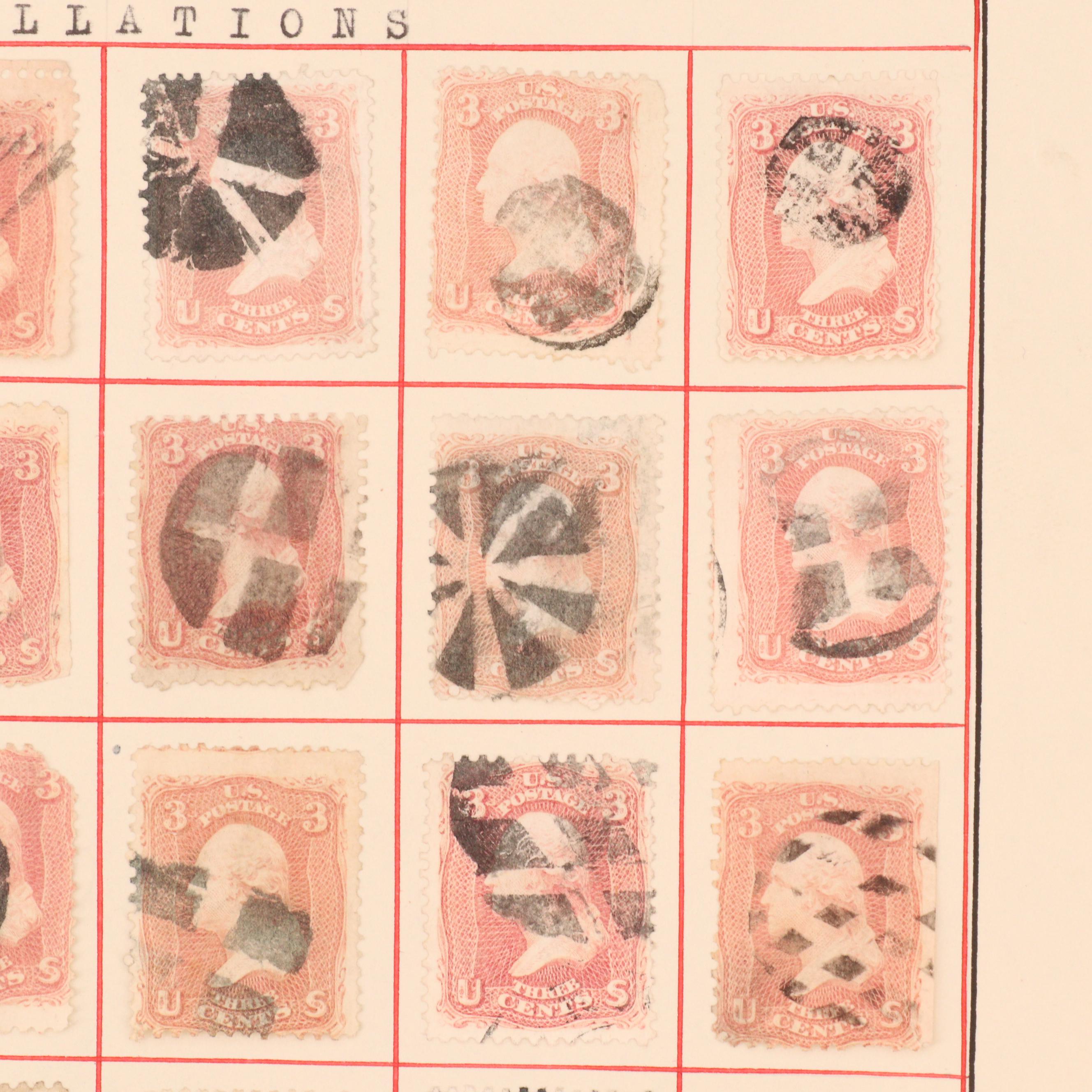 Group of 168 U.S. Stamps with Fancy Cancellation Marks