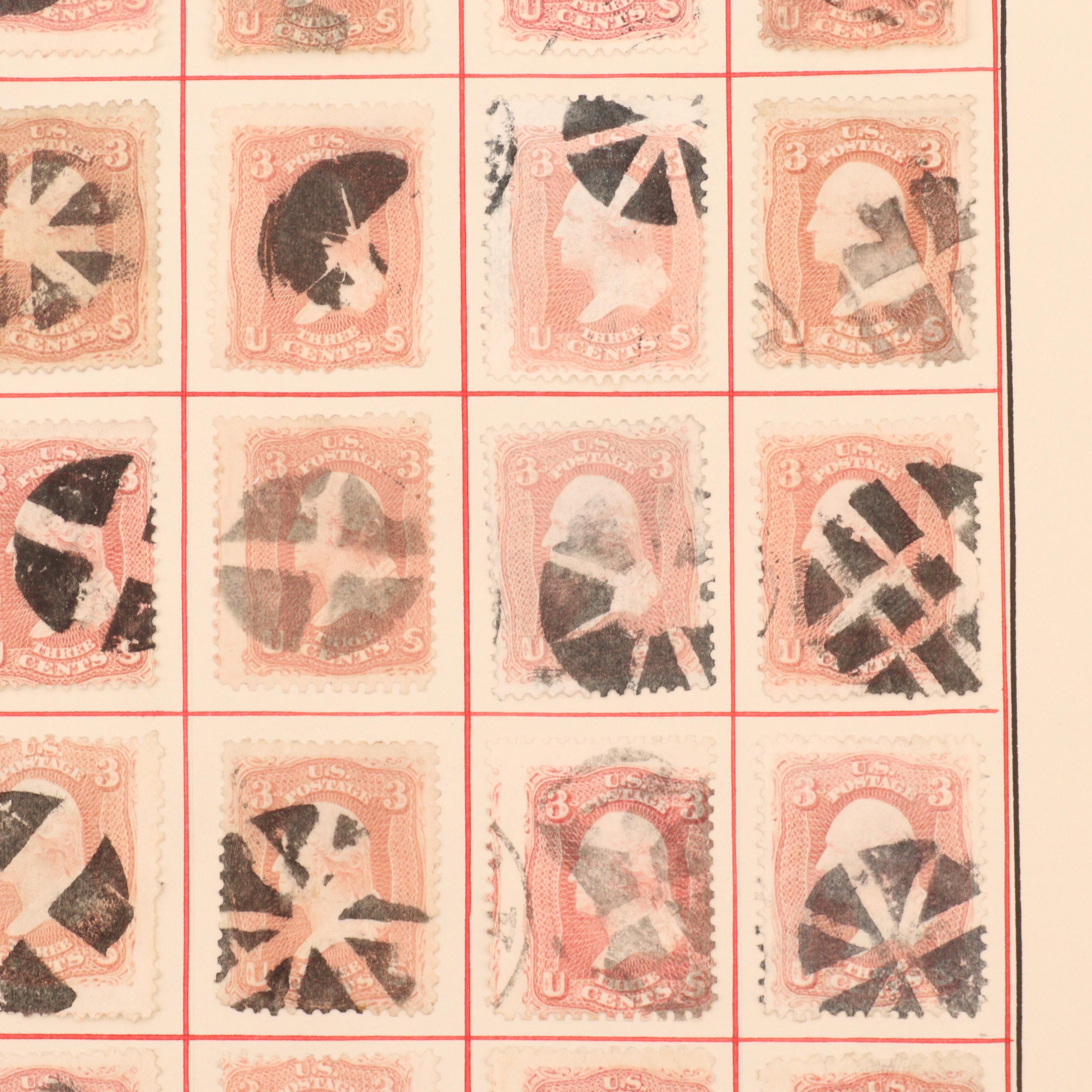 Group of 168 U.S. Stamps with Fancy Cancellation Marks