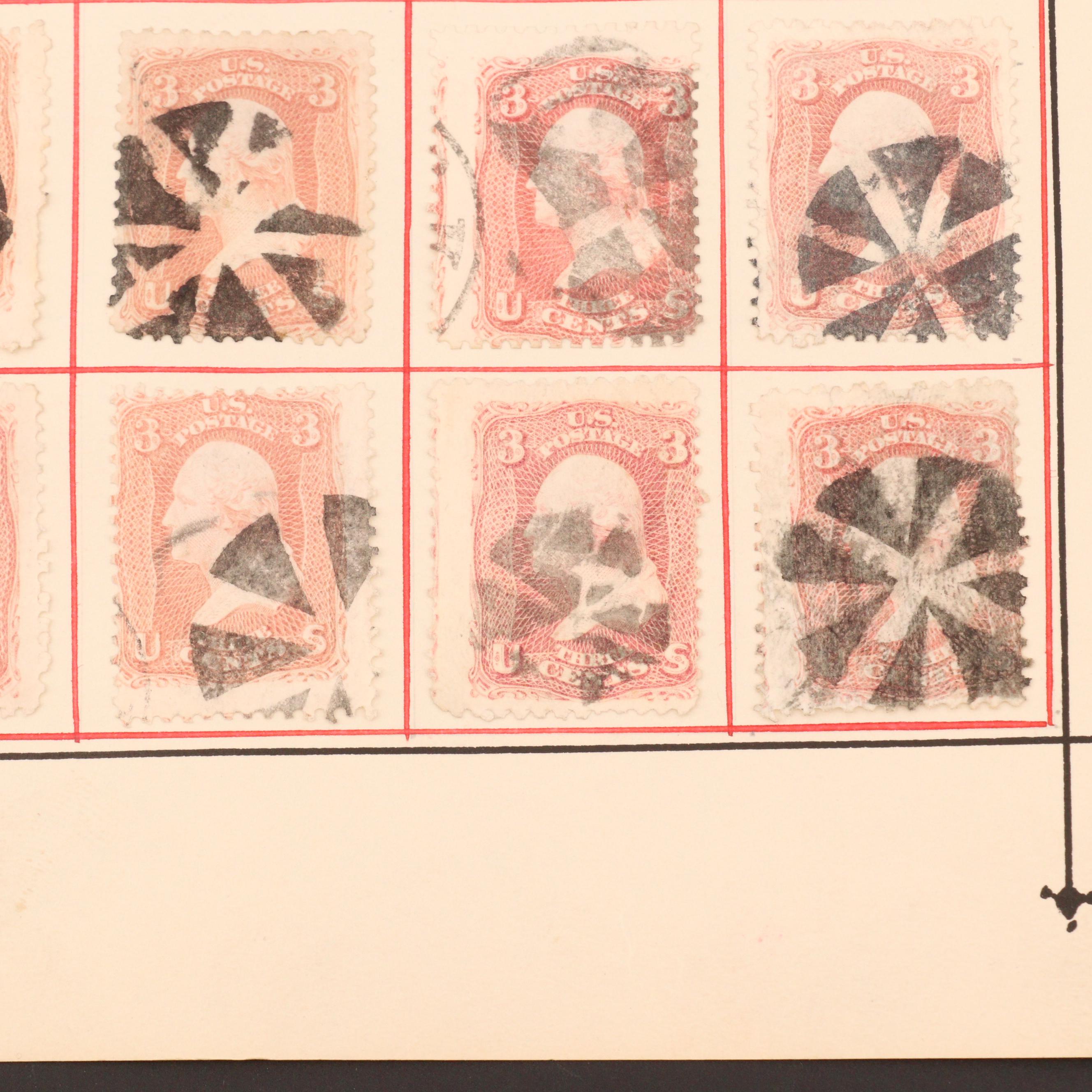 Group of 168 U.S. Stamps with Fancy Cancellation Marks
