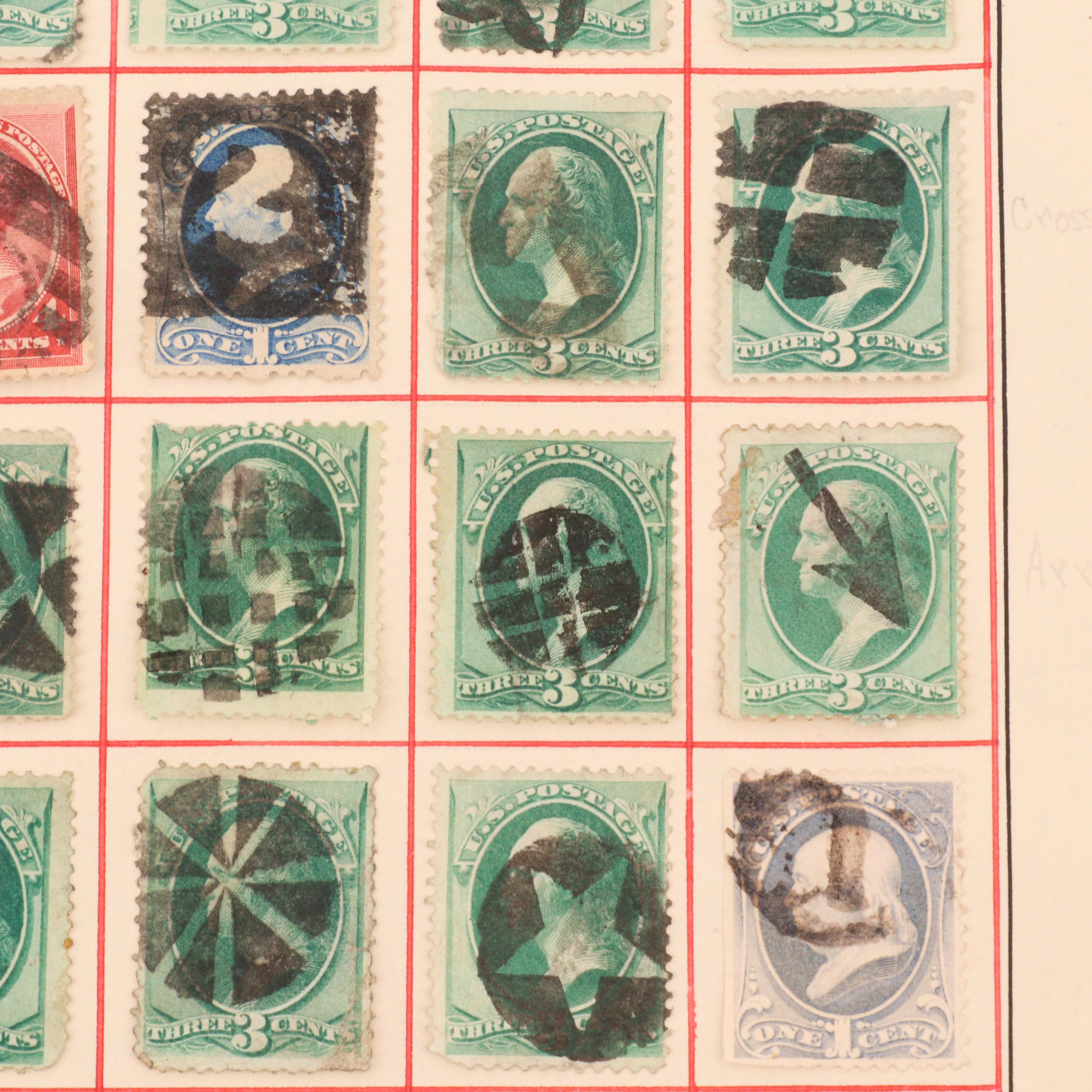 Group of 168 U.S. Stamps with Fancy Cancellation Marks