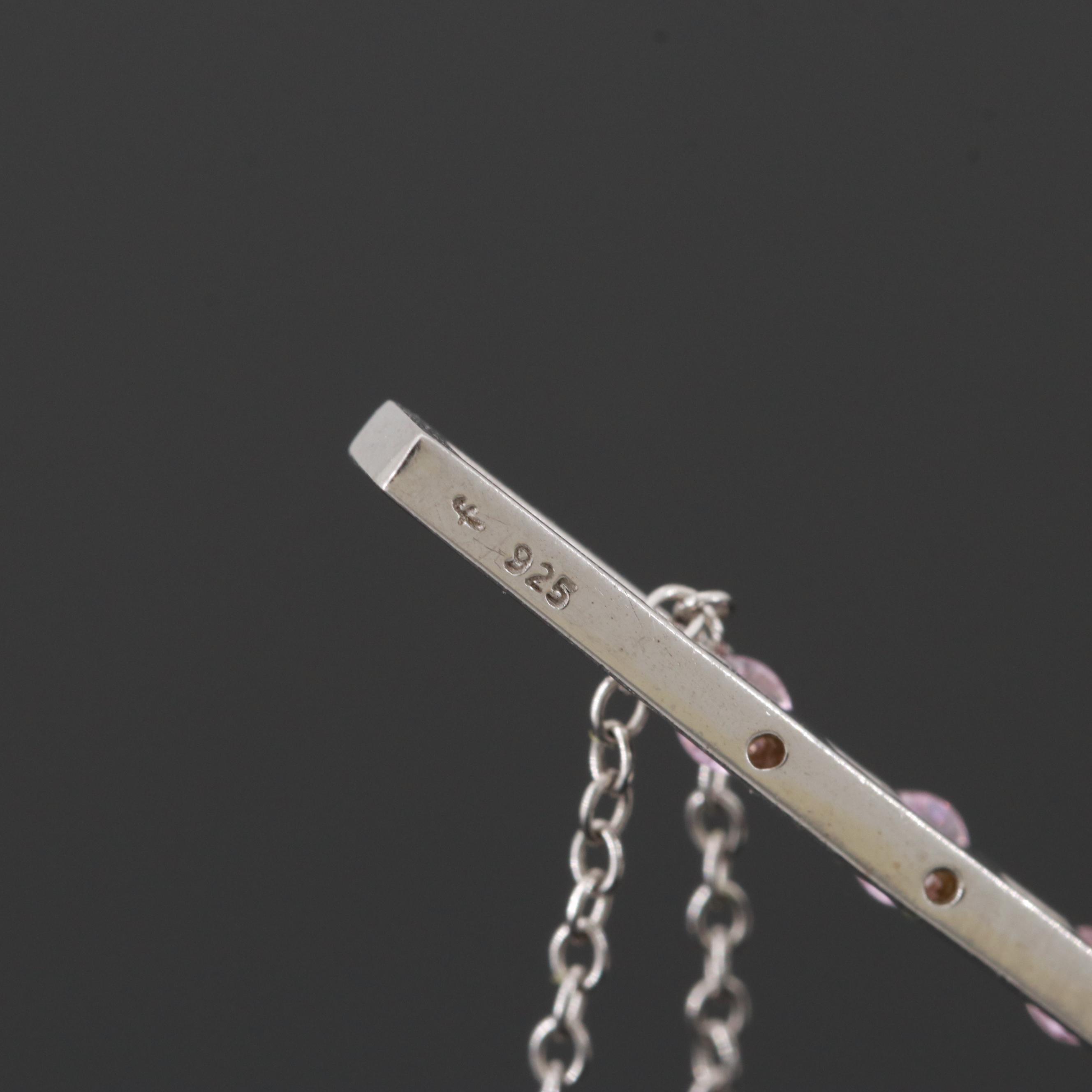 Sterling Silver Pink Cubic Zirconia Necklace and Ring