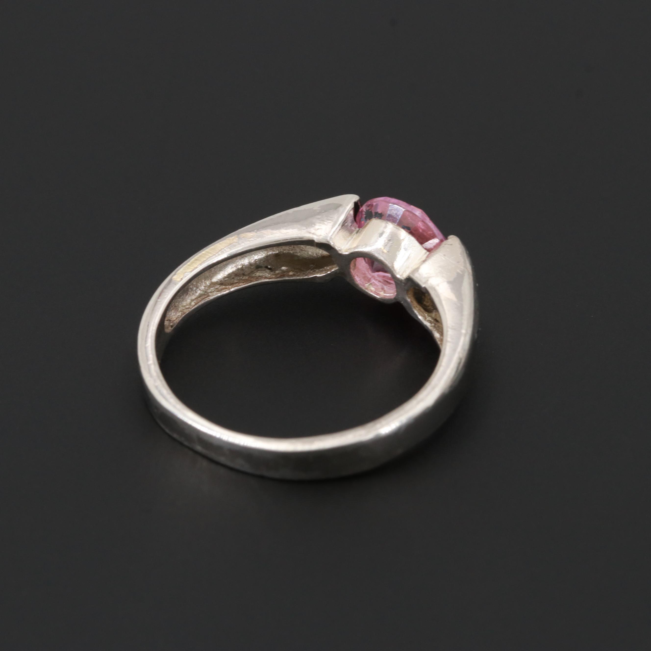 Sterling Silver Pink Cubic Zirconia Necklace and Ring