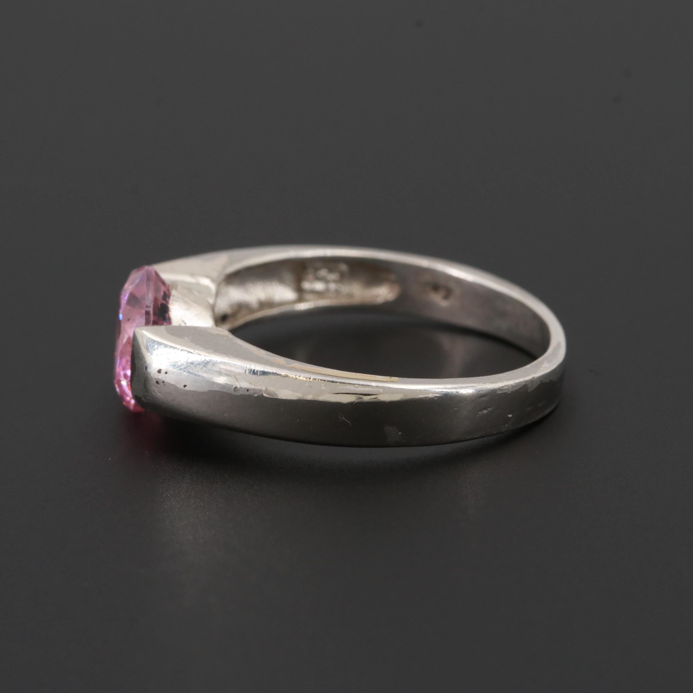 Sterling Silver Pink Cubic Zirconia Necklace and Ring