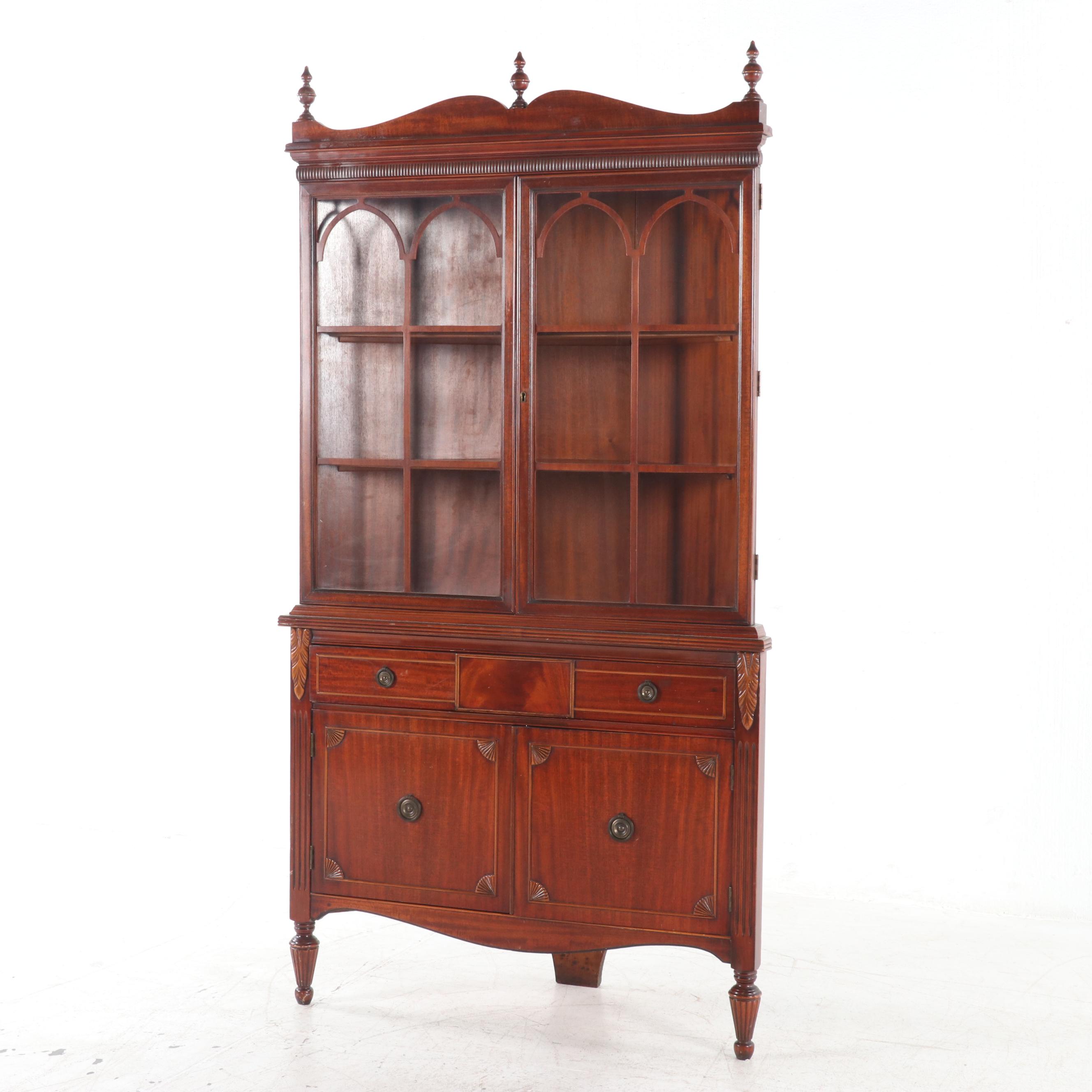 Huntley Simmons Furniture Federal Style Mahogany Corner Cabinet