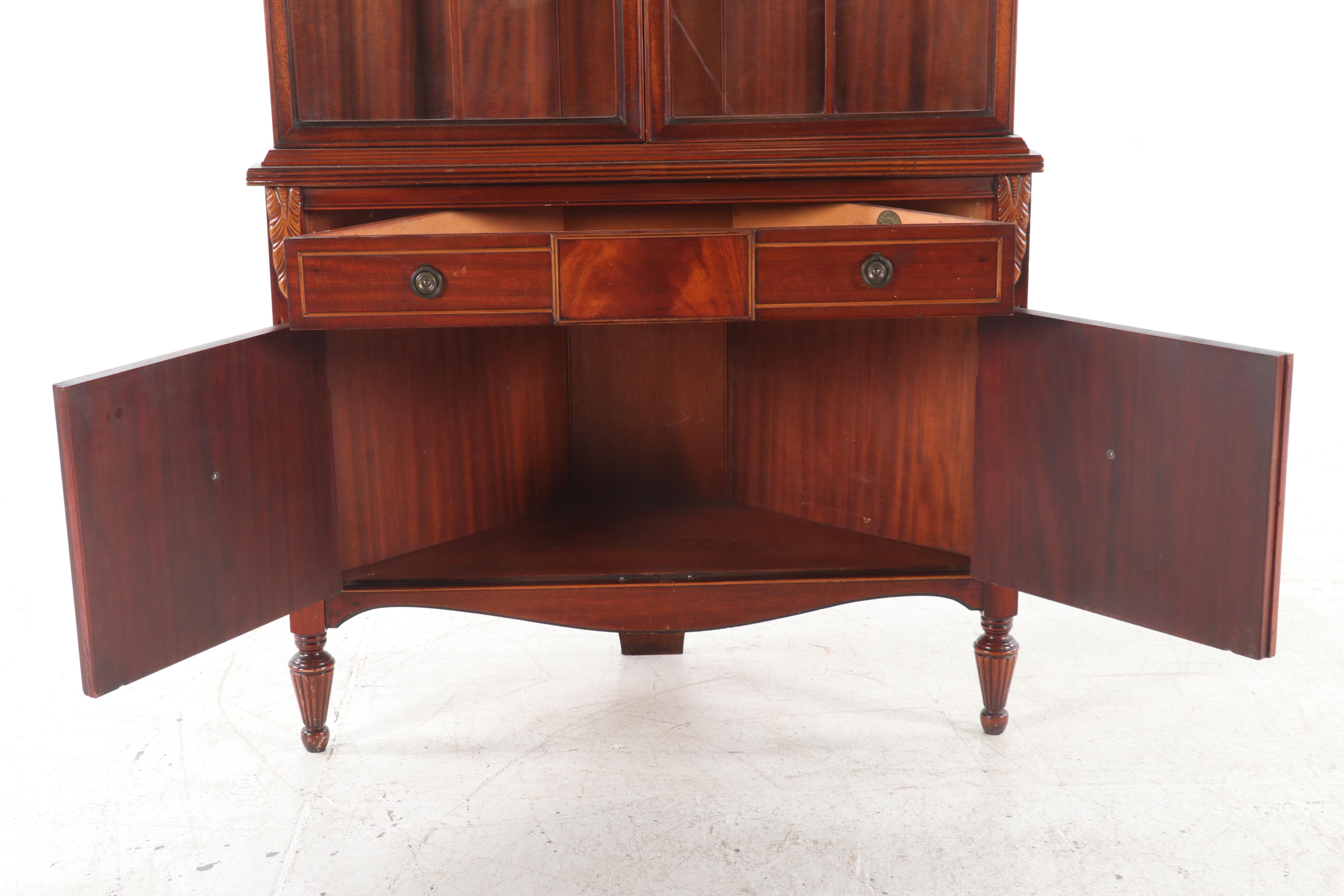 Huntley Simmons Furniture Federal Style Mahogany Corner Cabinet