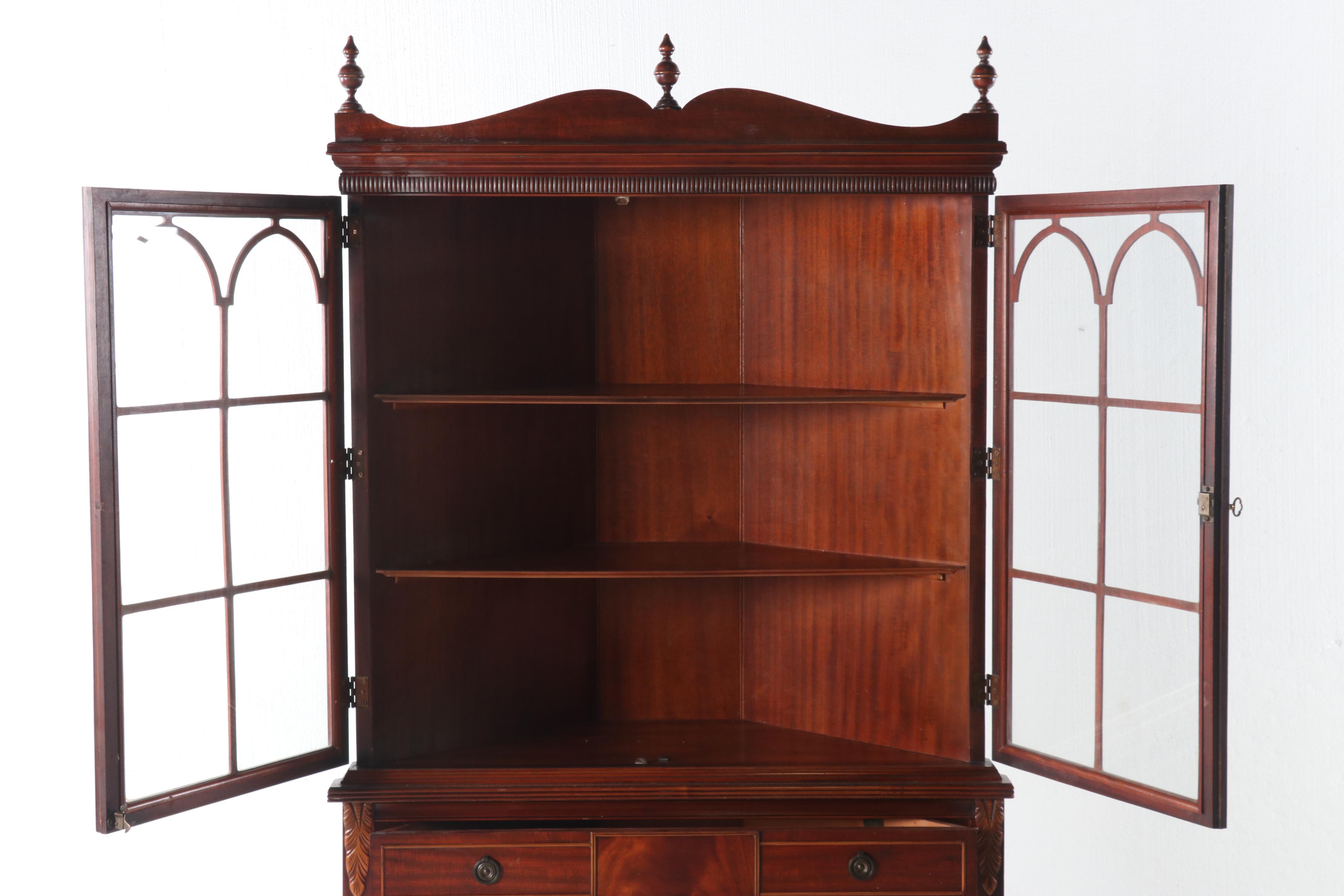 Huntley Simmons Furniture Federal Style Mahogany Corner Cabinet