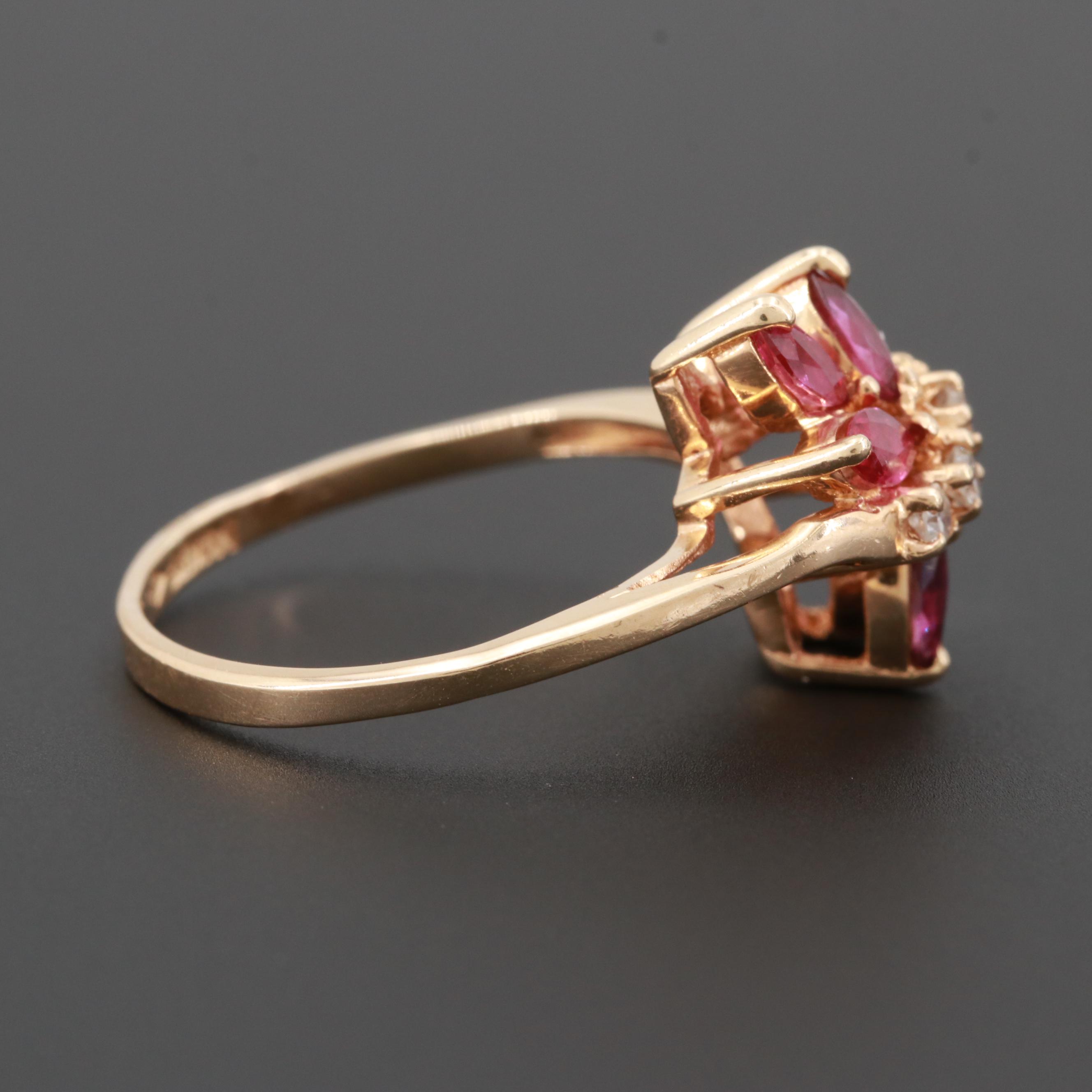 14K Yellow Gold Diamond and Ruby Ring
