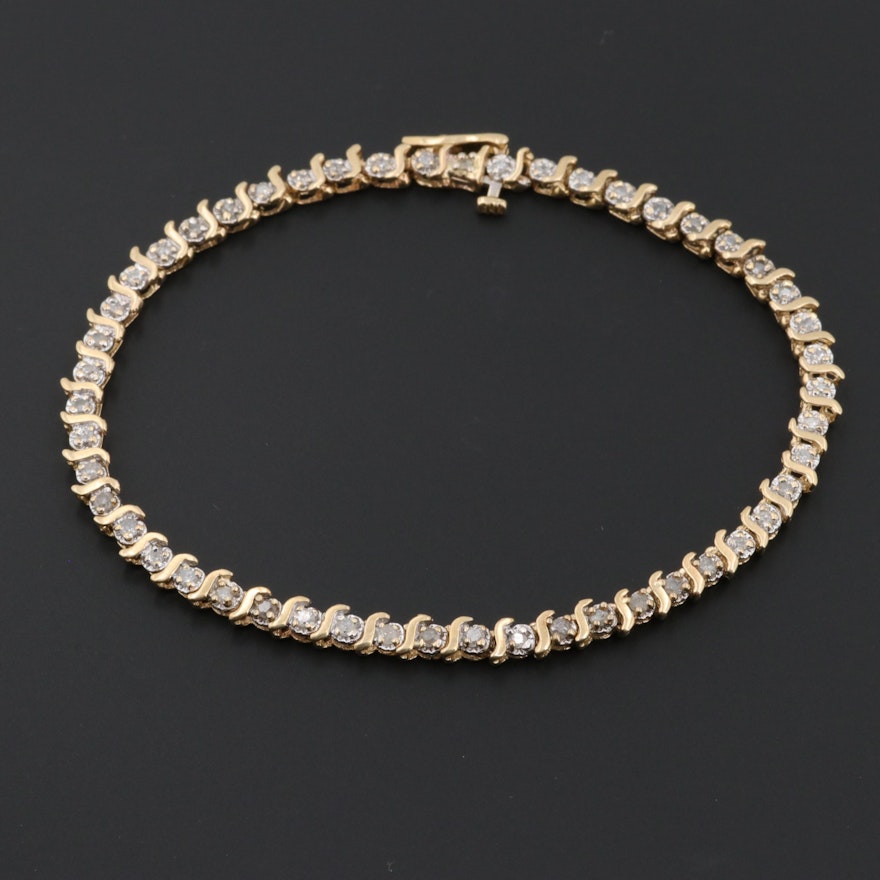 14K Yellow Gold 0.95 CTW Diamond Bracelet