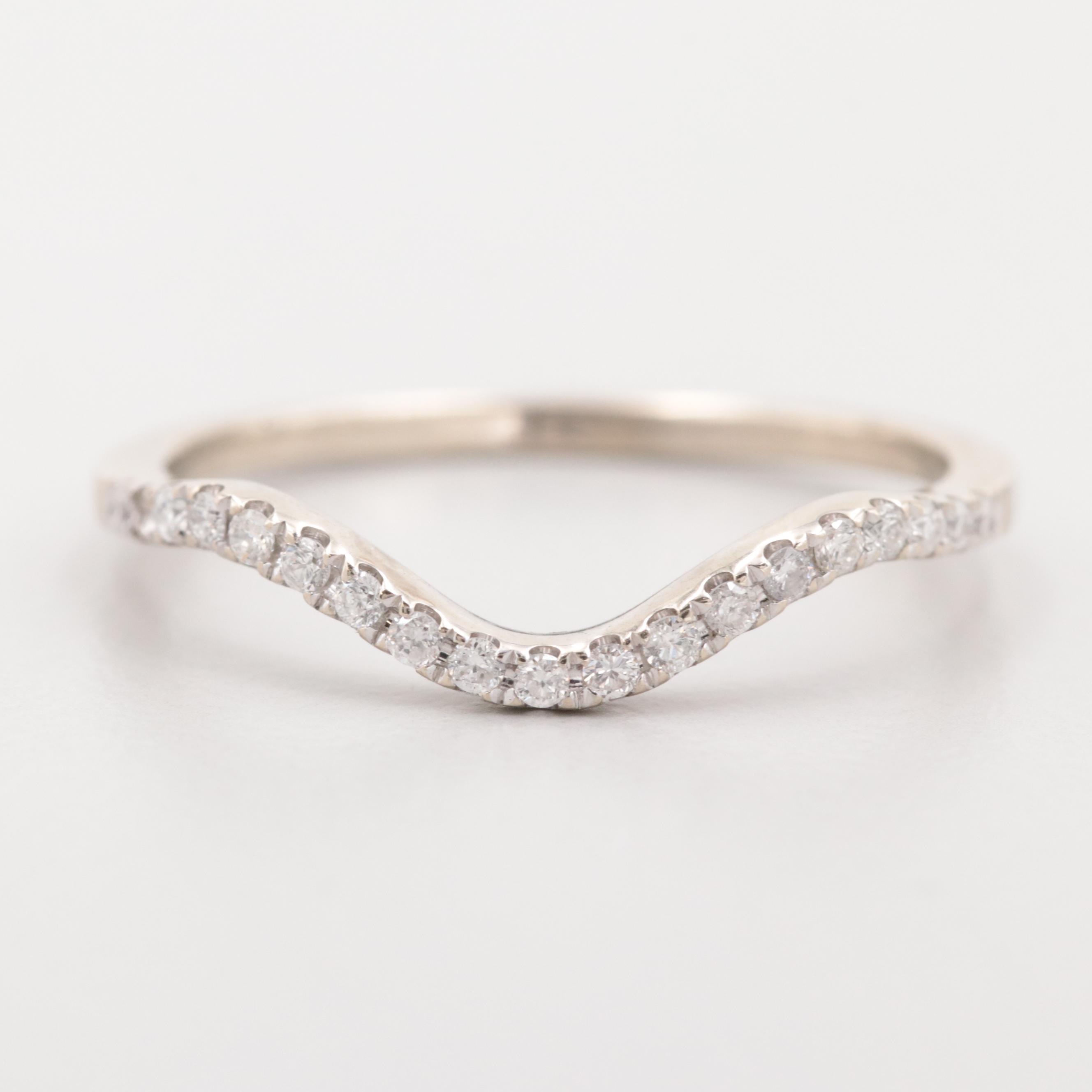 14K White Gold Diamond Contour Band