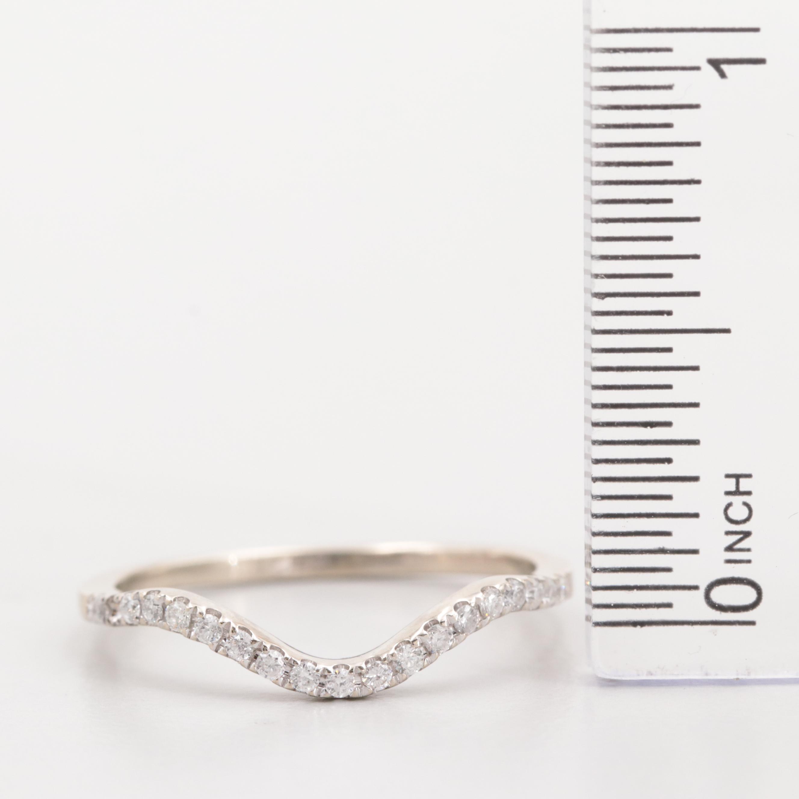 14K White Gold Diamond Contour Band