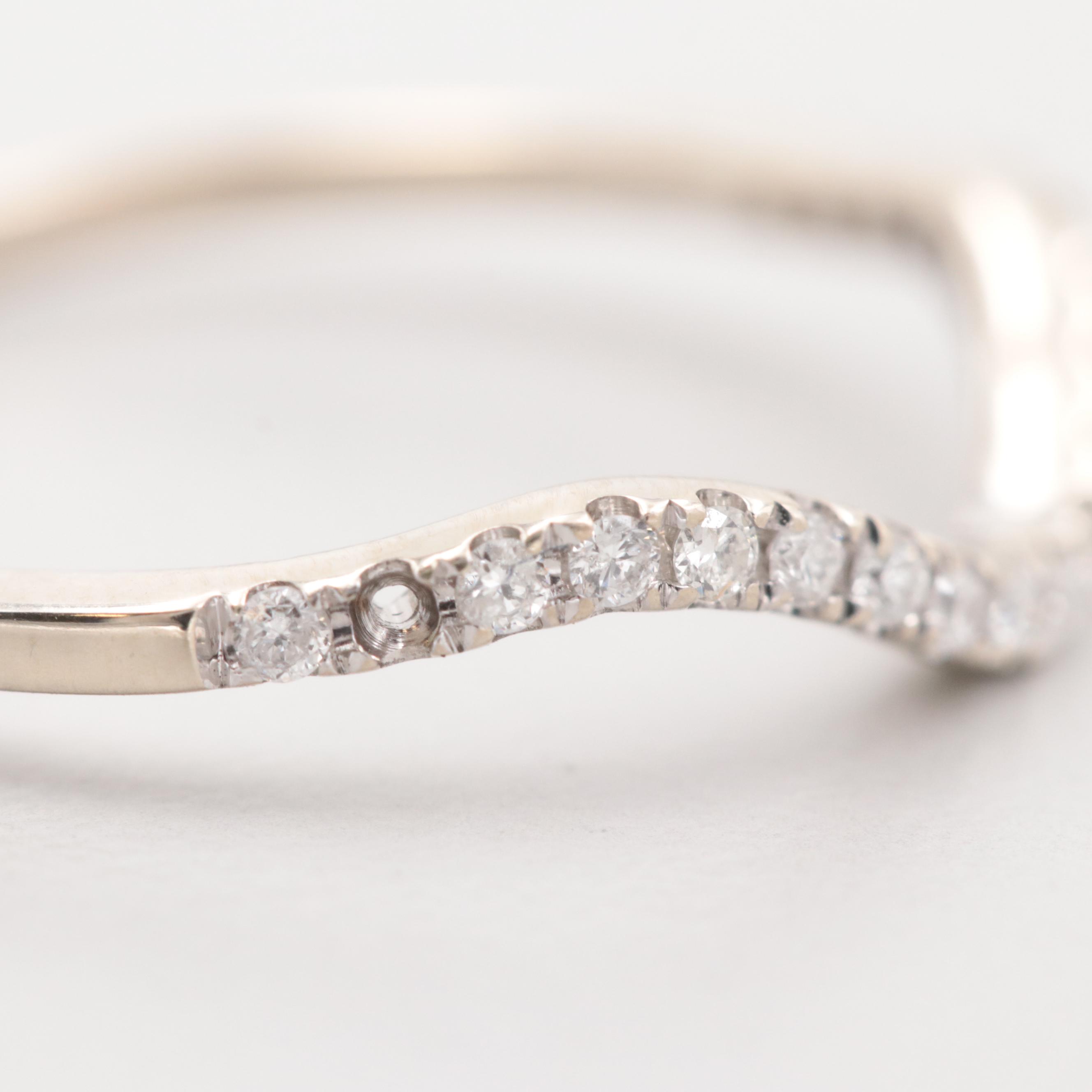 14K White Gold Diamond Contour Band