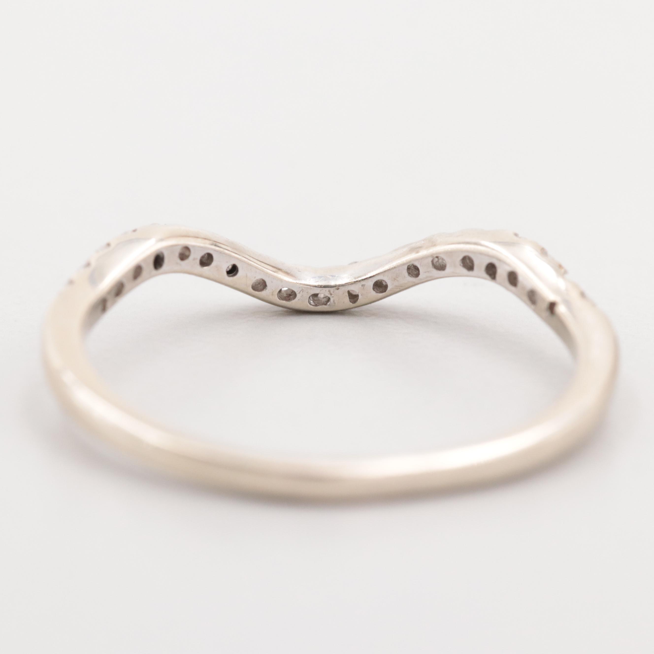 14K White Gold Diamond Contour Band