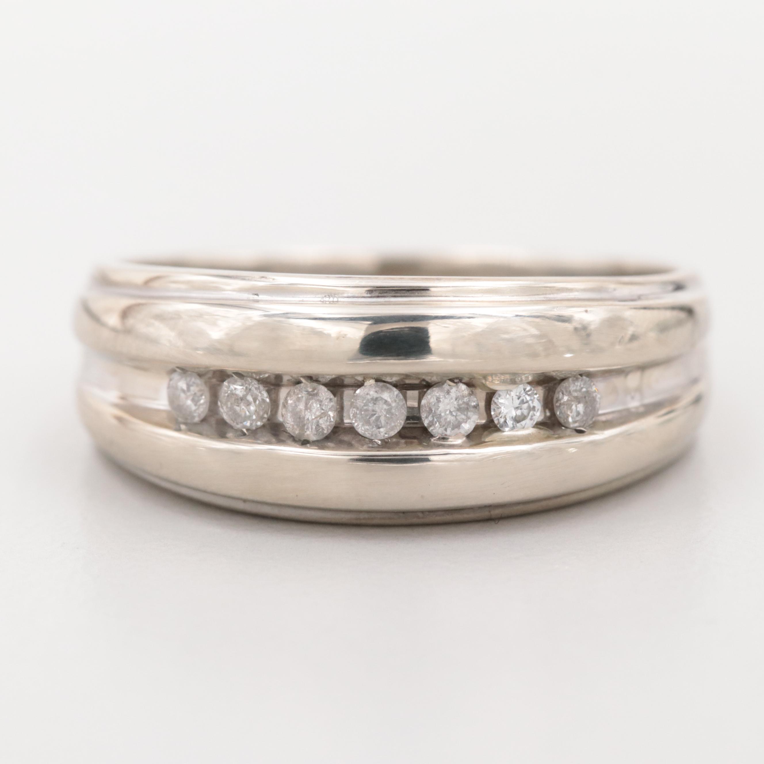 10K White Gold Diamond Band
