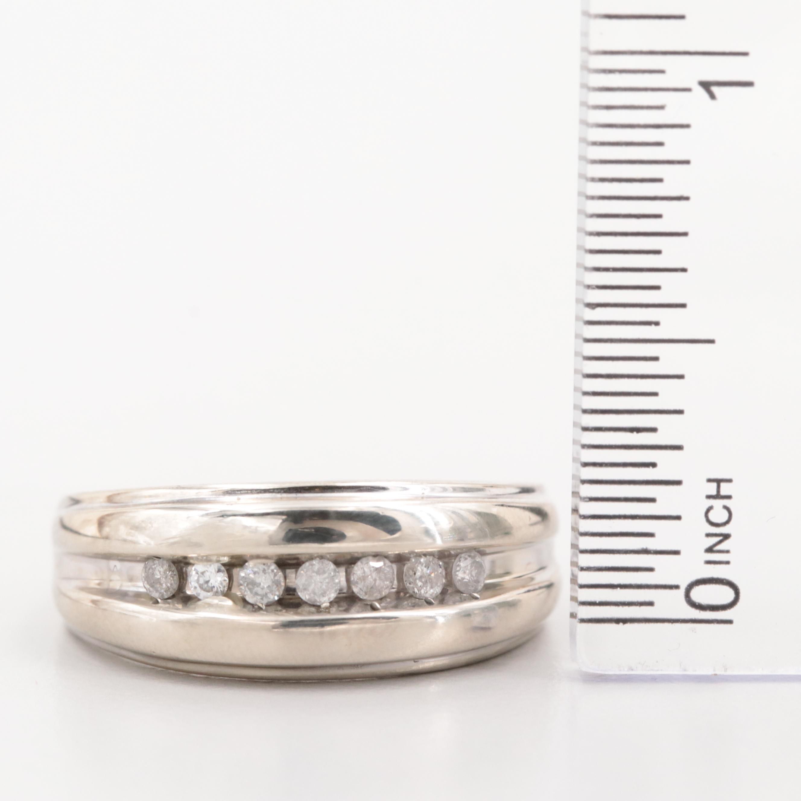 10K White Gold Diamond Band