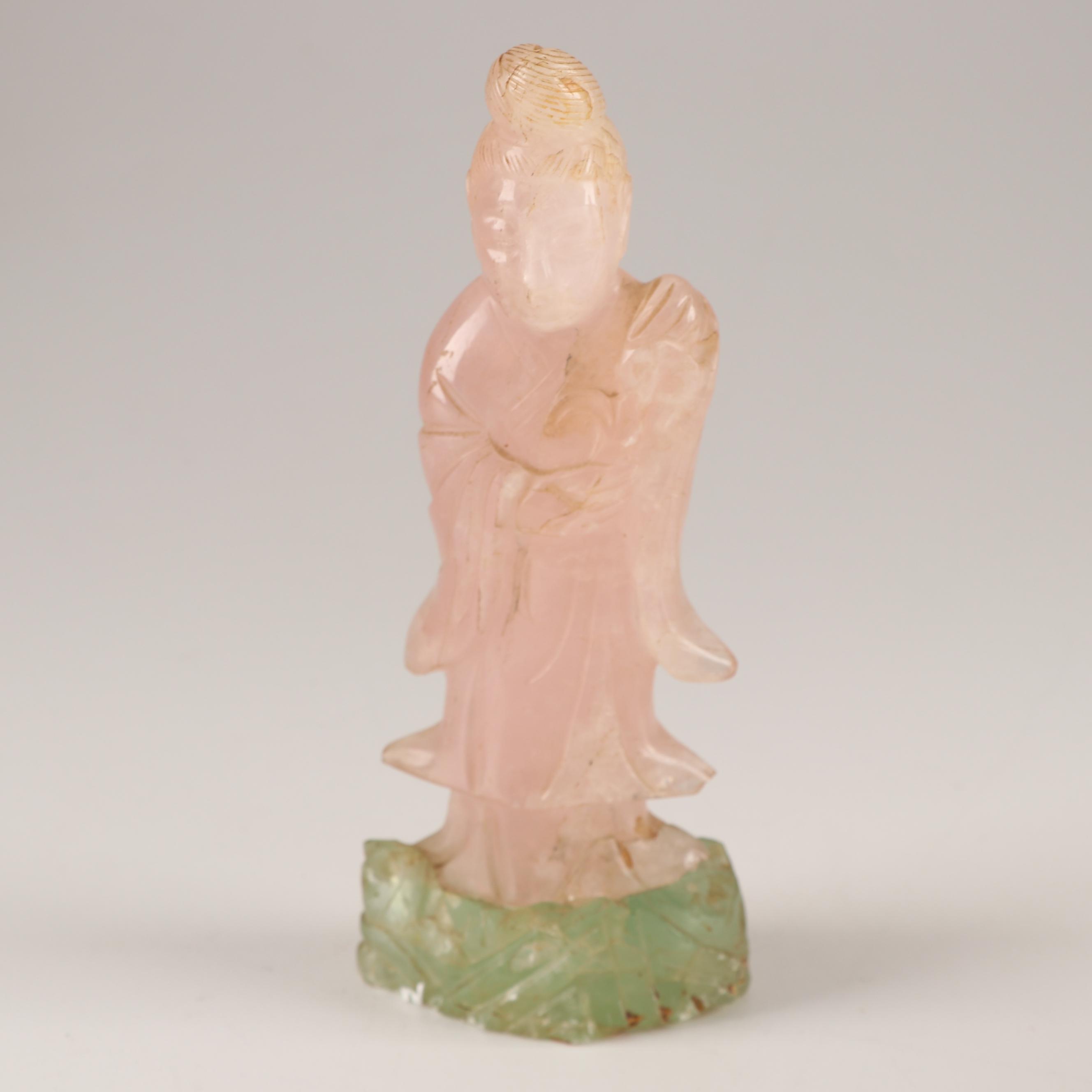 Chinese Carved Rose Quartz Figurines