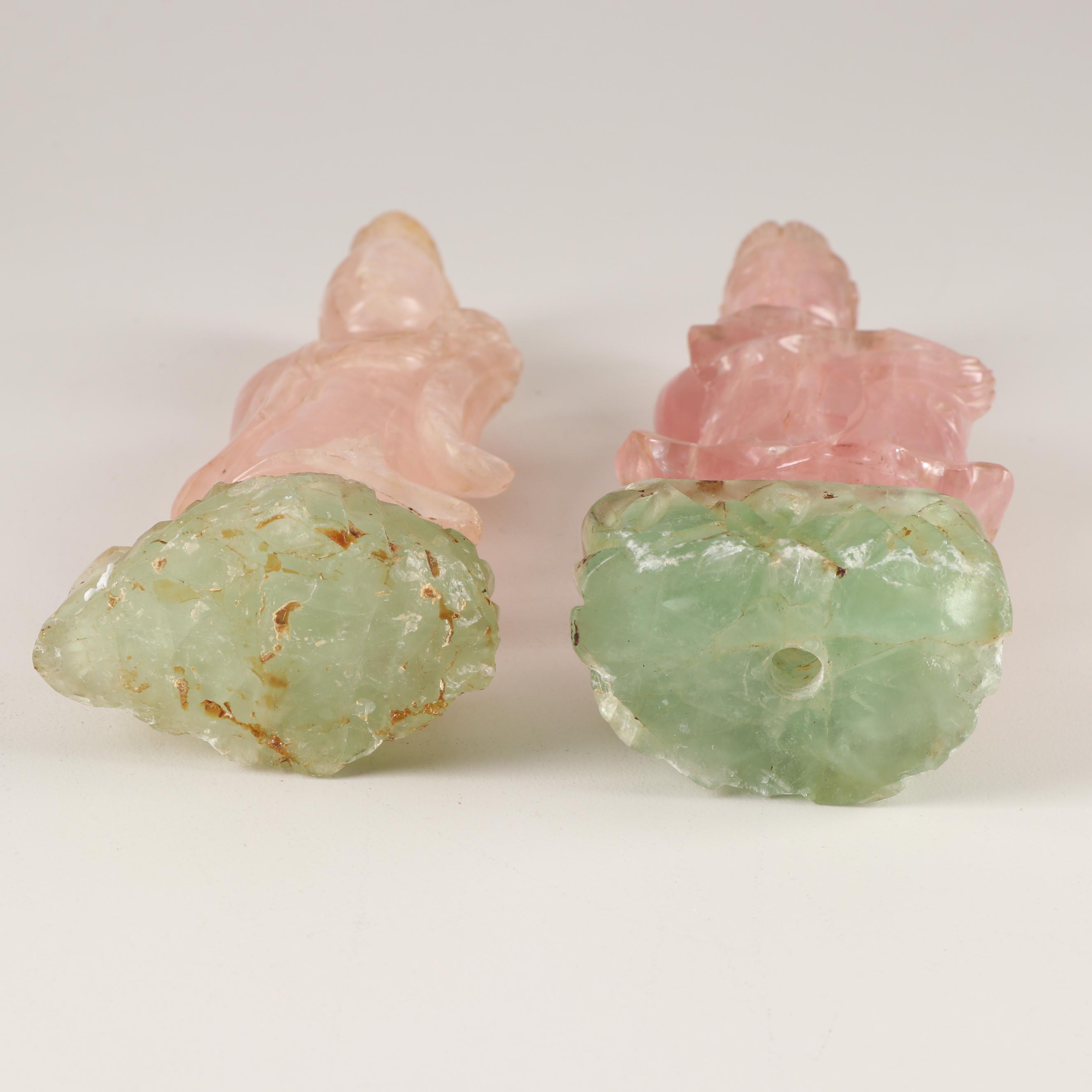 Chinese Carved Rose Quartz Figurines