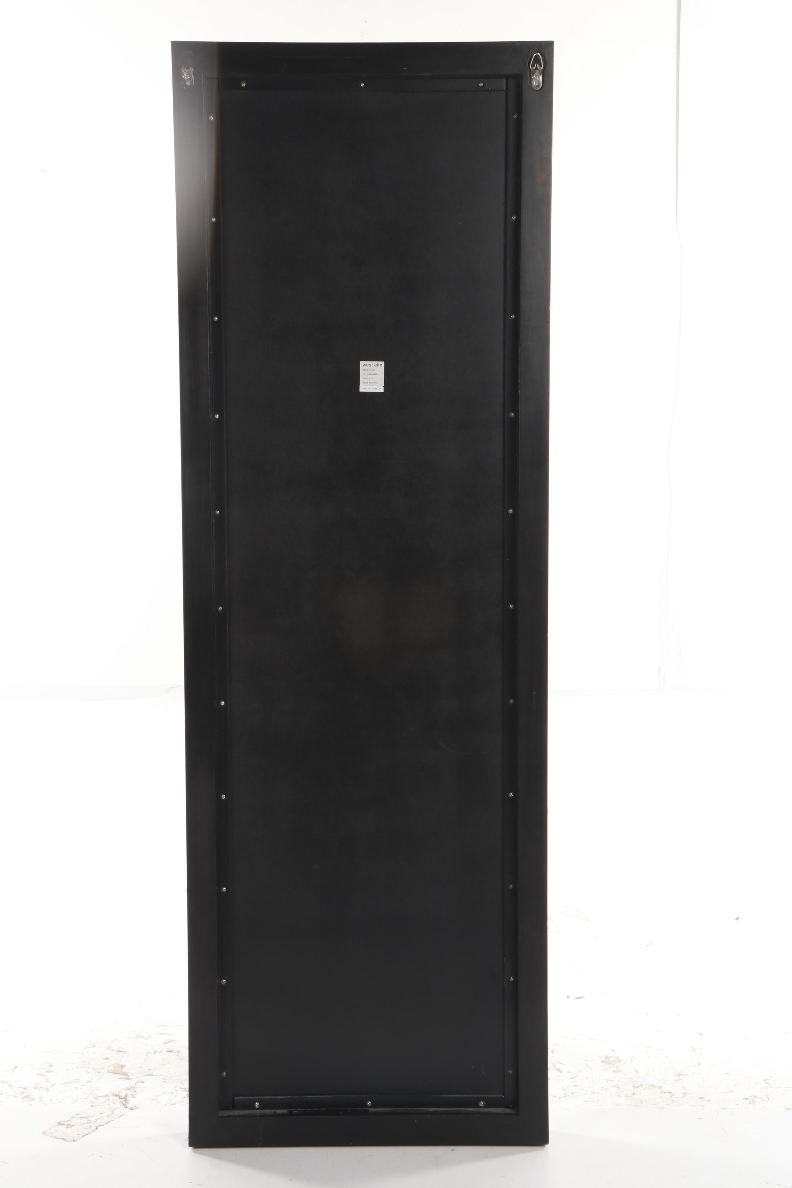 Crate & Barrel Arch Black Dresser, Oval Nightstand & West Elm Mirror