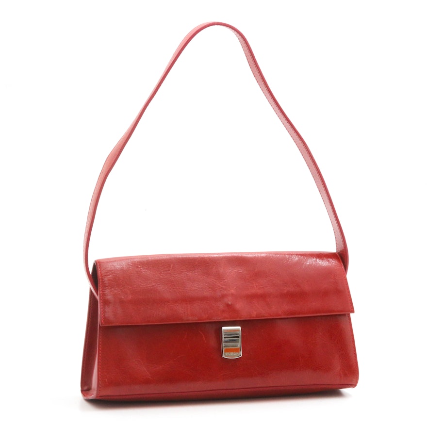 Furla Red Leather Flap Shoulder Bag