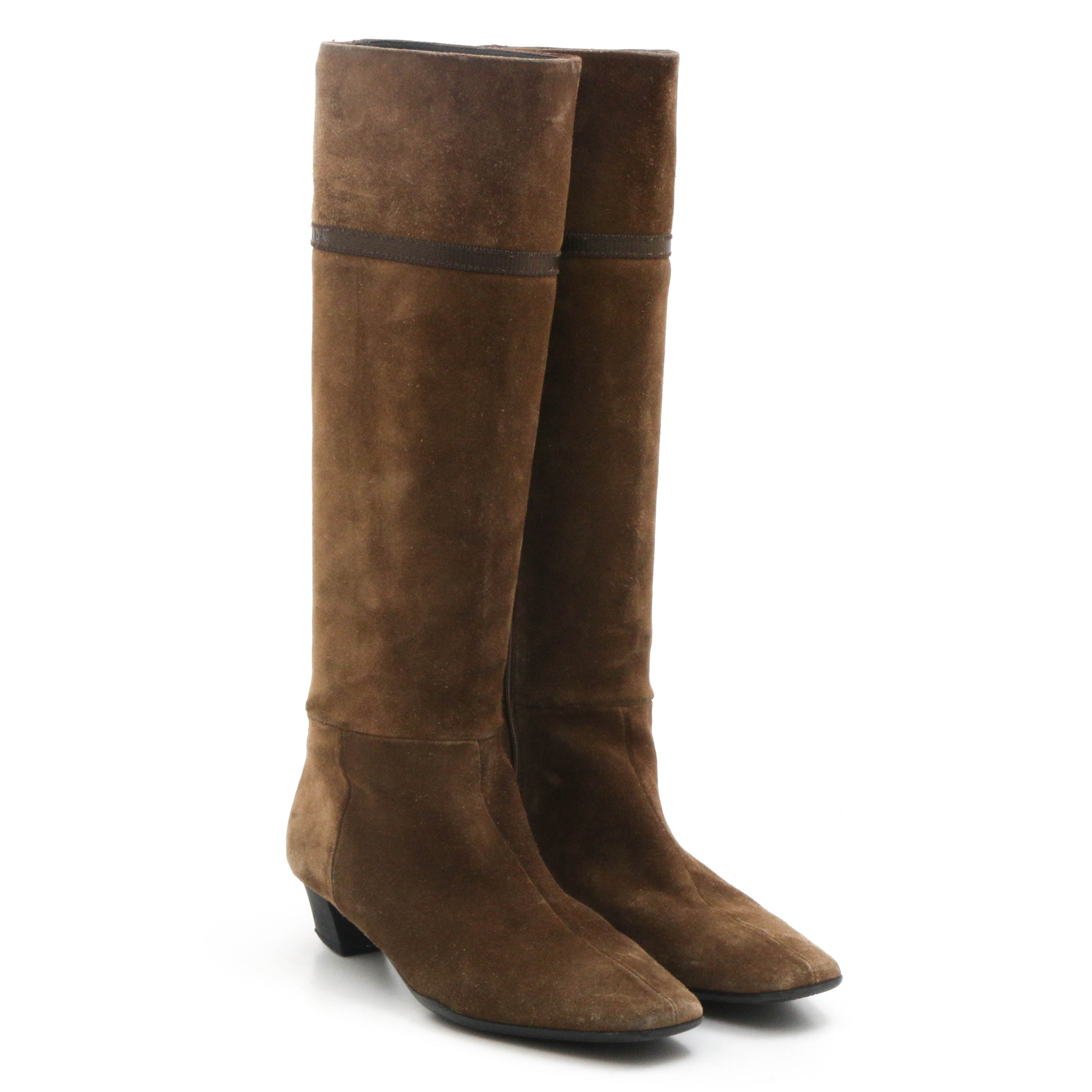 Prada Brown Suede Tall Boots