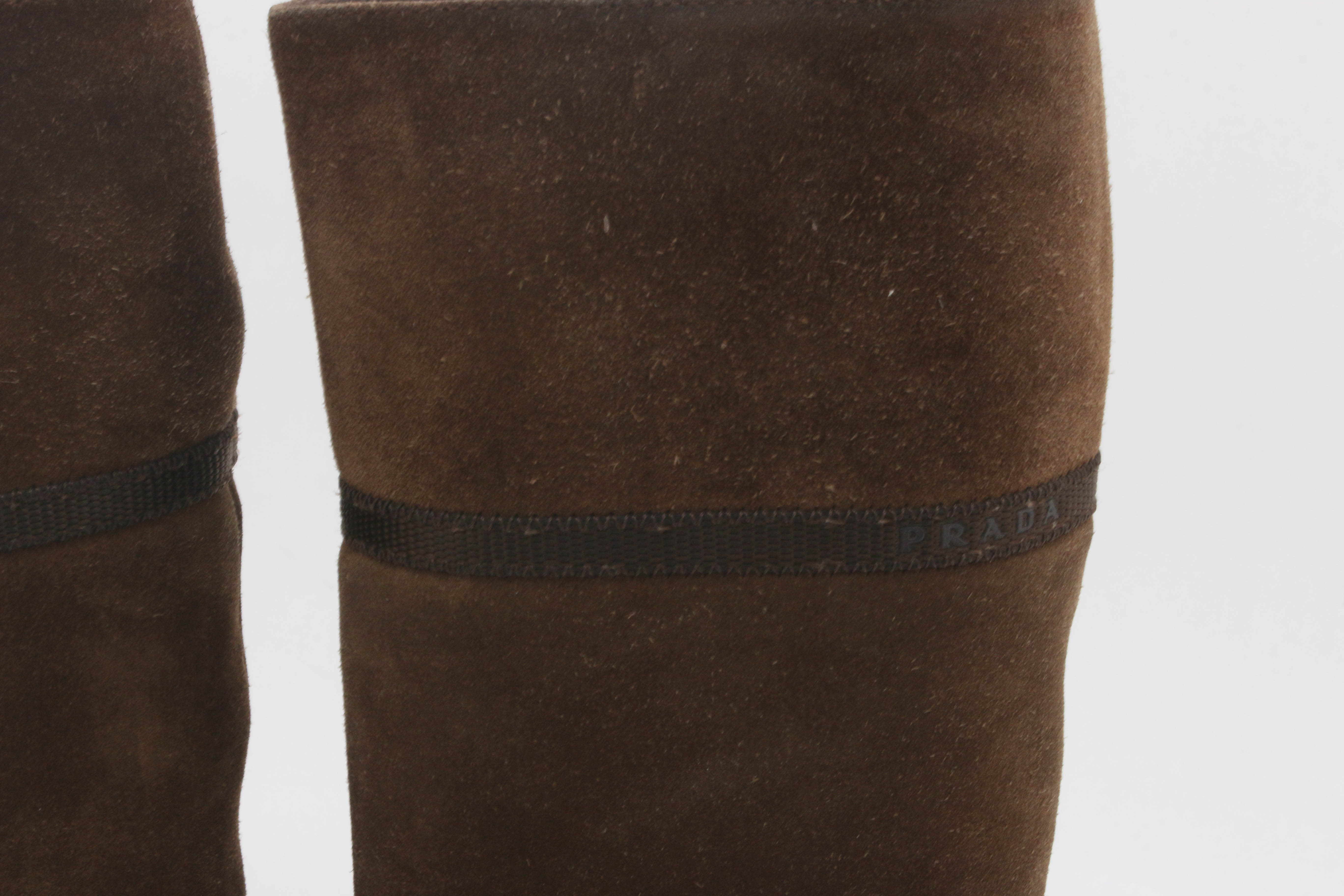 Prada Brown Suede Tall Boots
