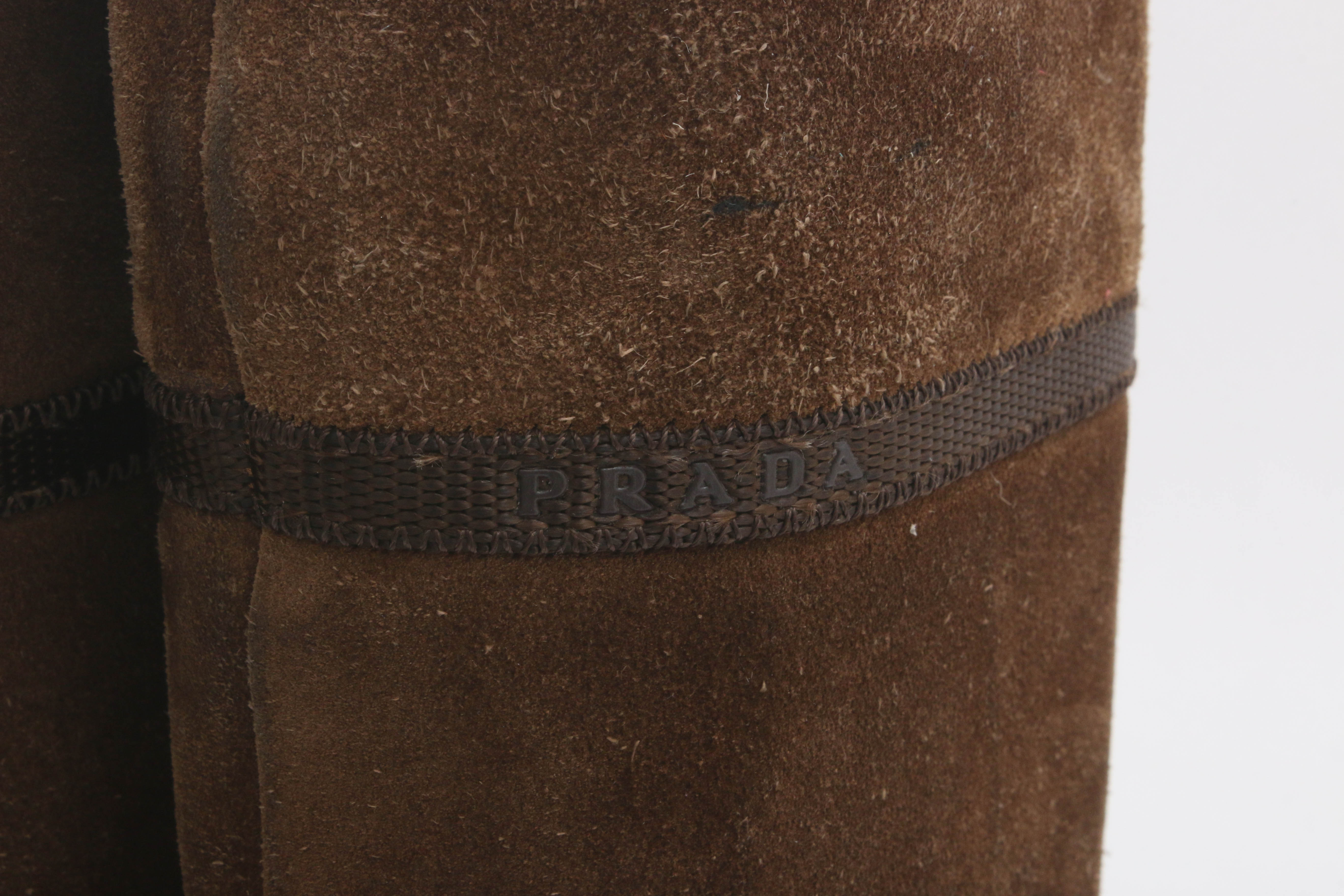 Prada Brown Suede Tall Boots