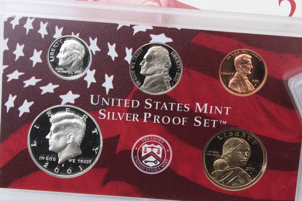 2001 and 2002 U.S. 50 State Quarters Silver Proof Sets