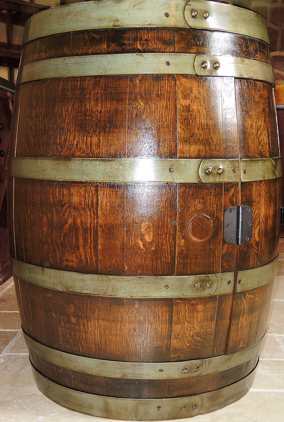 World Cooperage Cargo Wine Barrel Glass Top Table With Storage