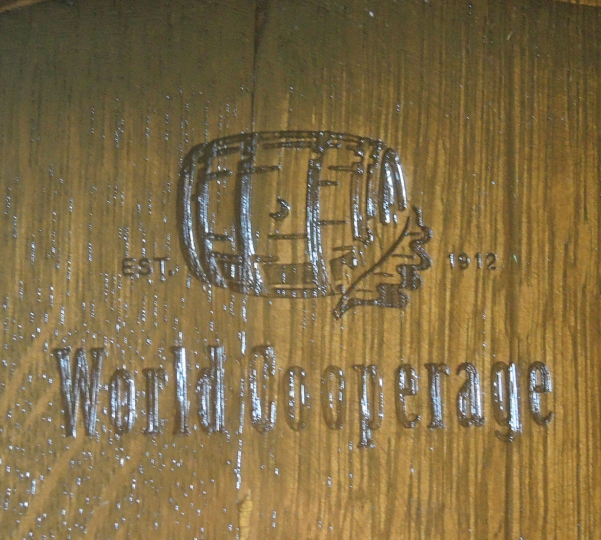World Cooperage Cargo Wine Barrel Glass Top Table With Storage