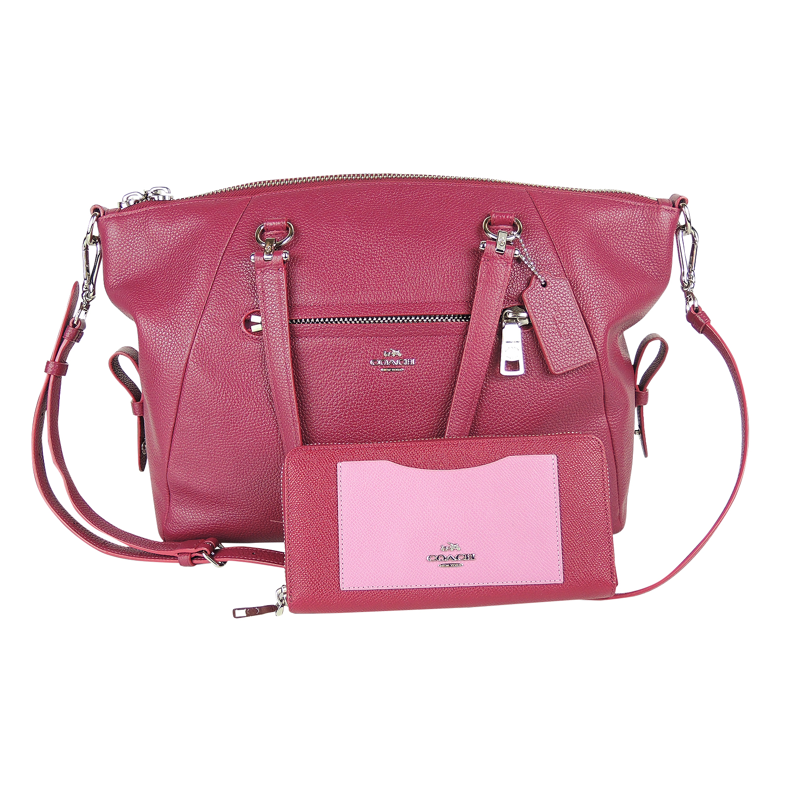 Coach Prairie Pebble Leather Satchel and Coach Two-Tone Accordion Zip Wallet