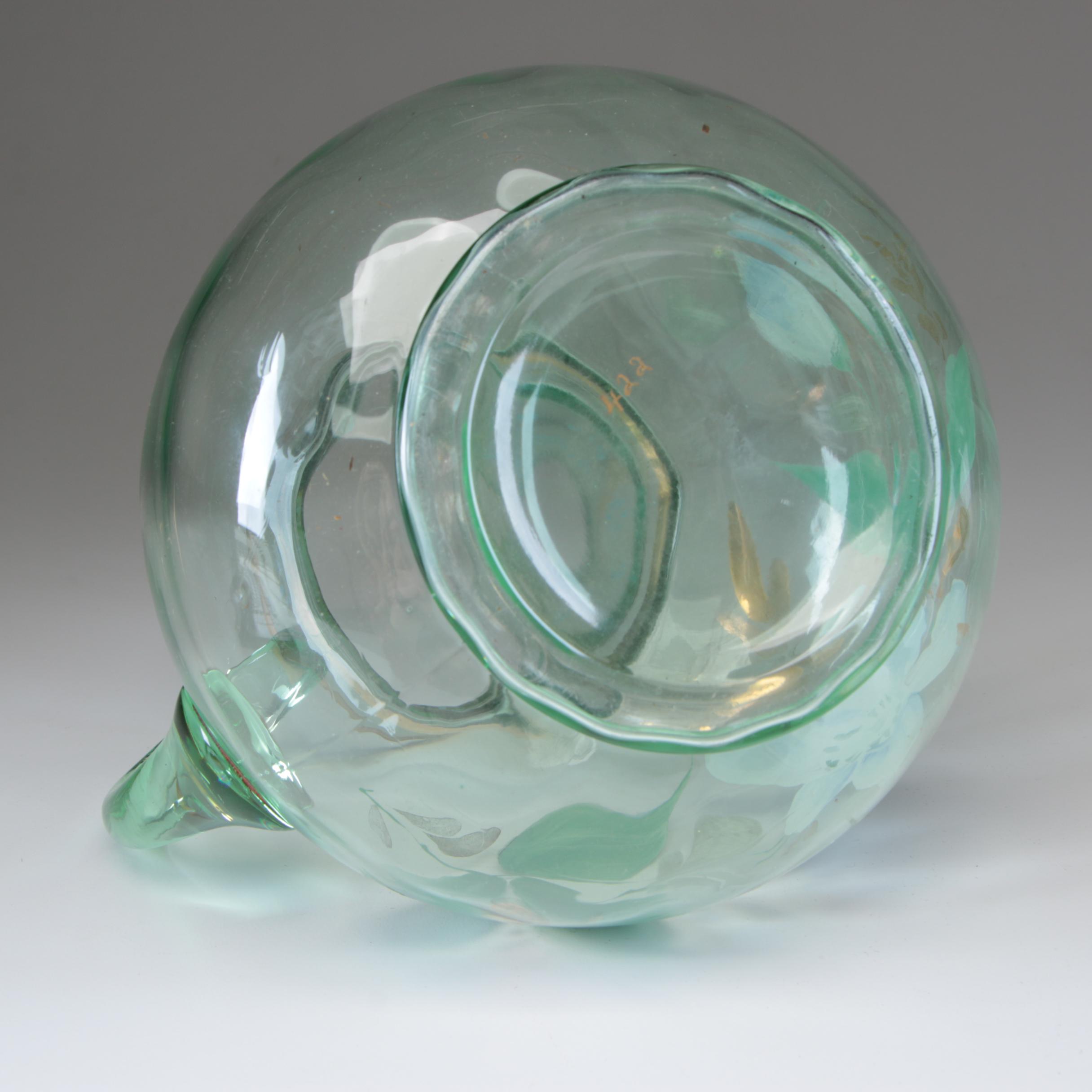 Hand-Painted Glass Pitcher