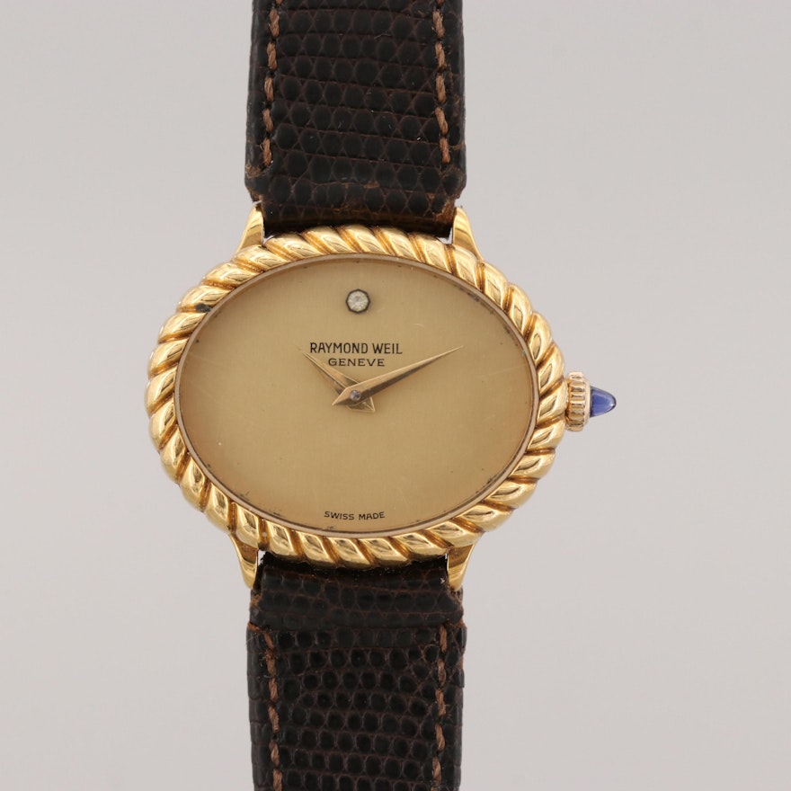 Vintage Raymond Weil Gold Tone Stem Wind Wristwatch