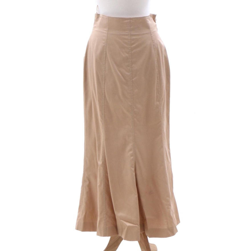 Christian Dior Boutique Paris Cotton and Leather Trumpet Style Skirt