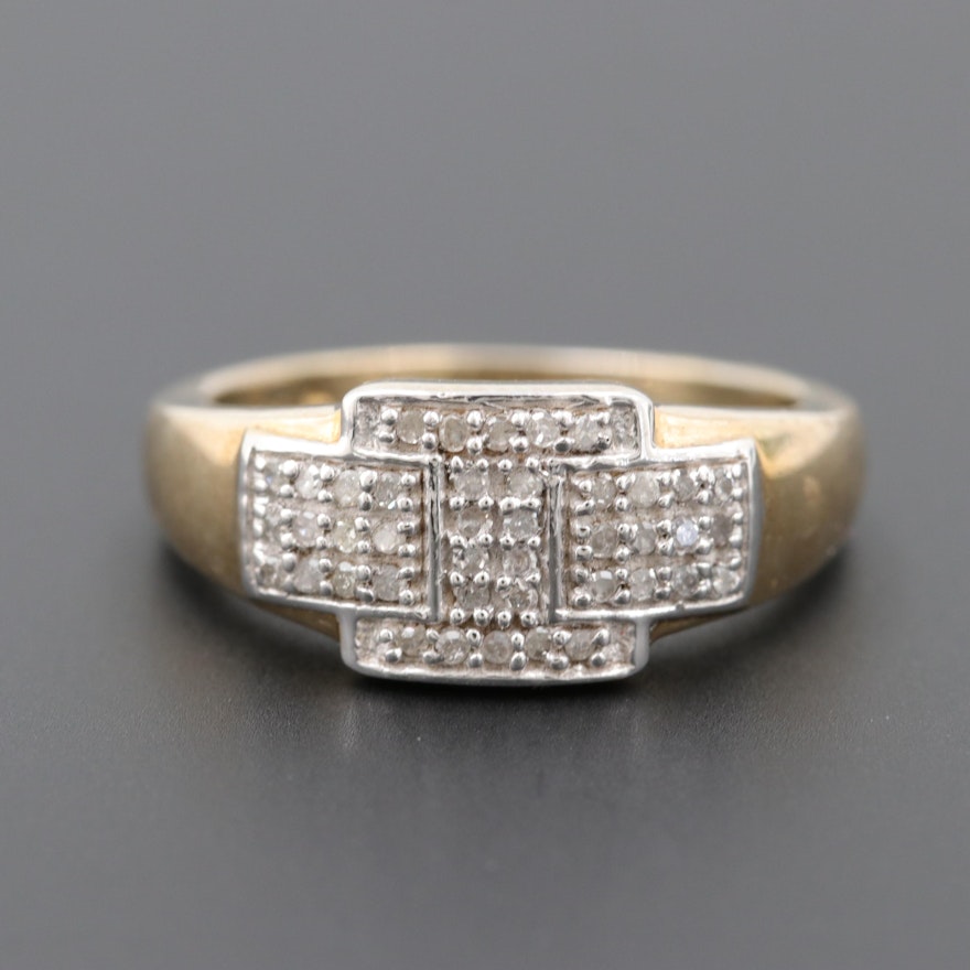 Gold Wash on Sterling Silver Diamond Ring