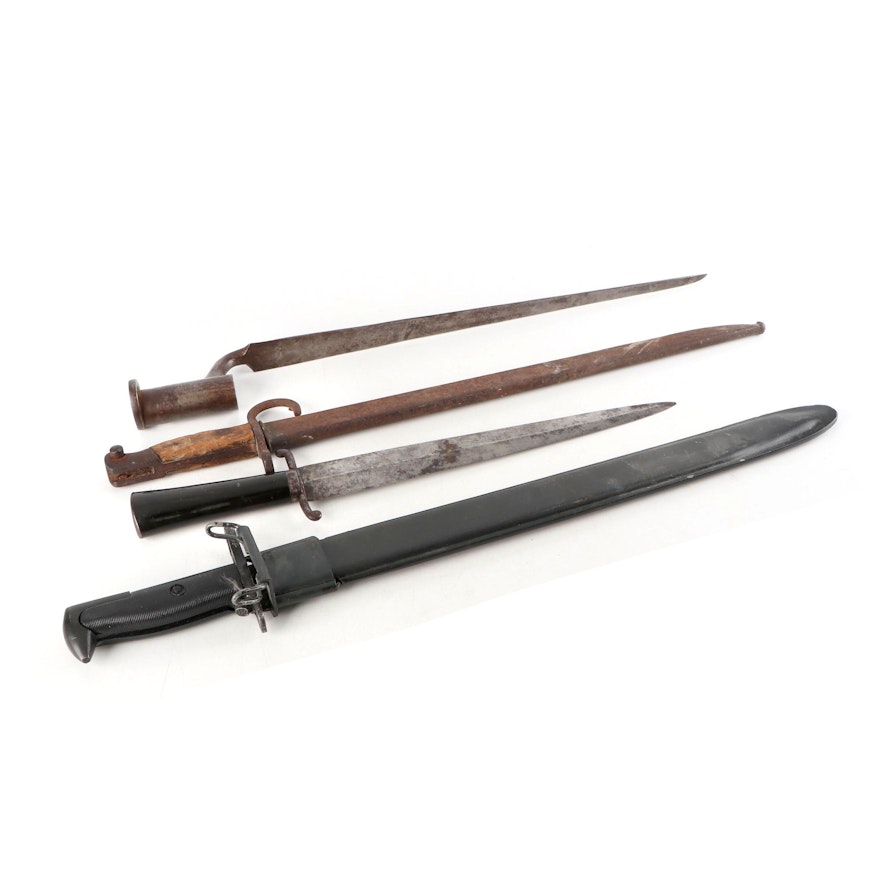 Military Issued Bayonets Including 1942 M1 and British Pattern Socket Bayonet