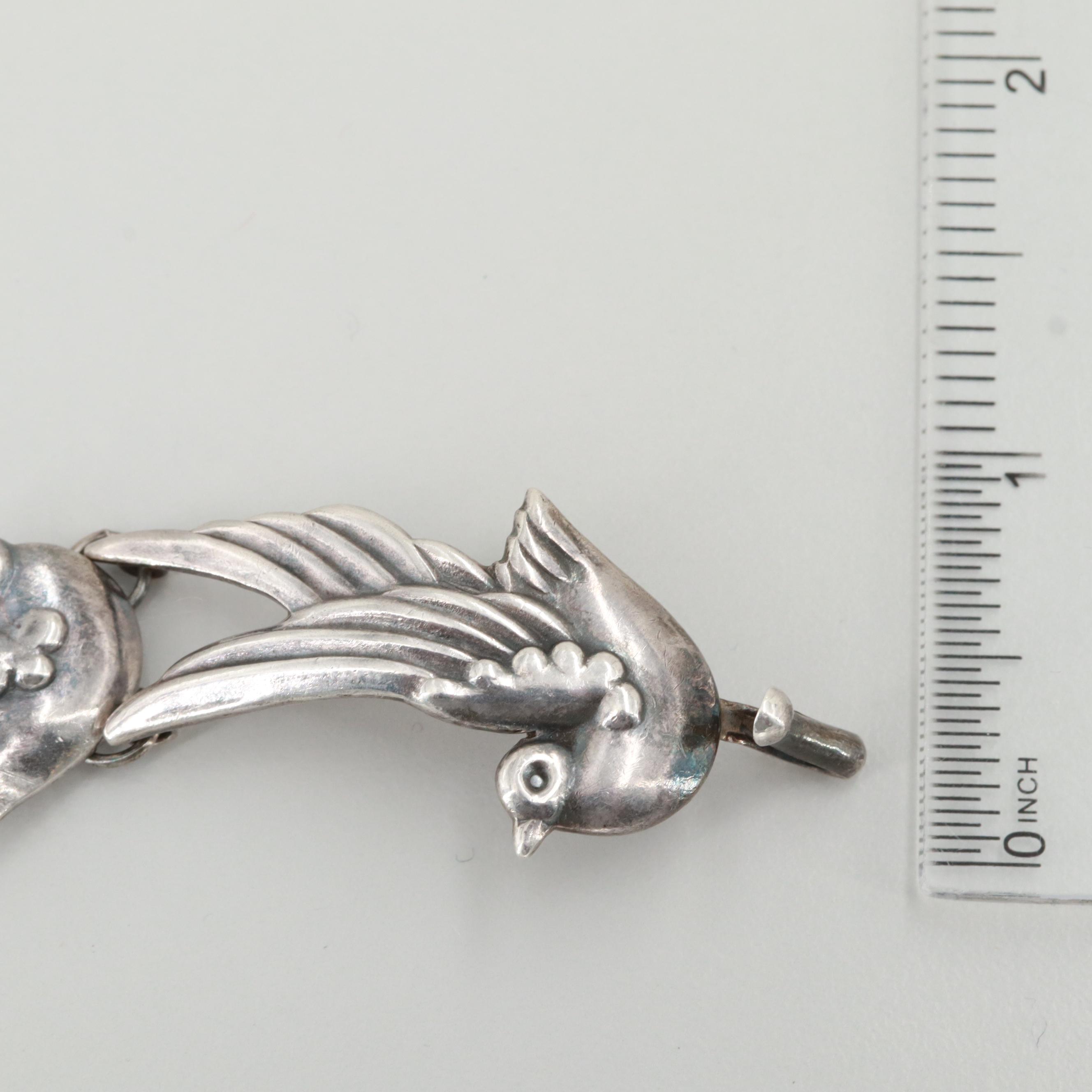 Mexican Sterling Silver Bird Motif Bracelet