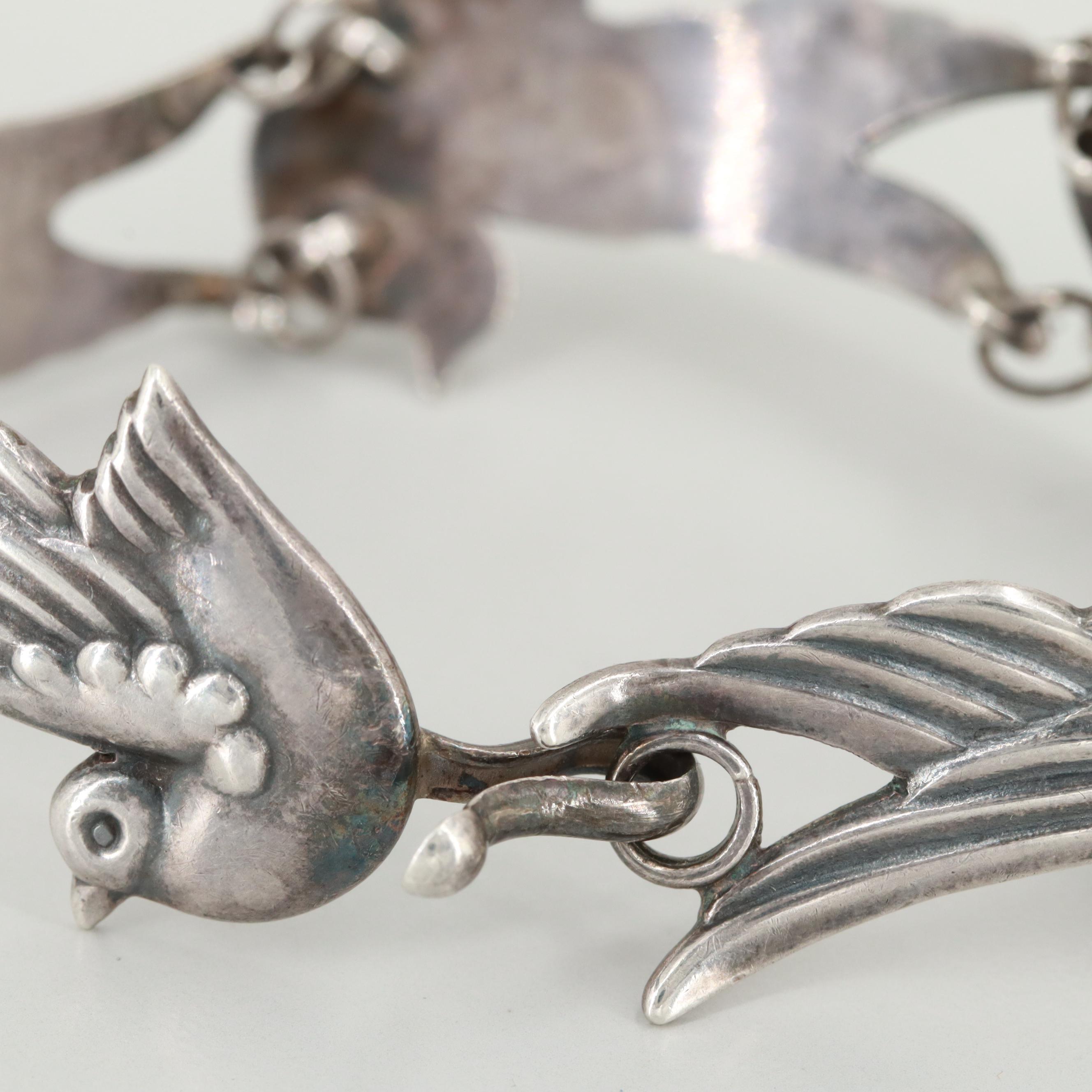 Mexican Sterling Silver Bird Motif Bracelet