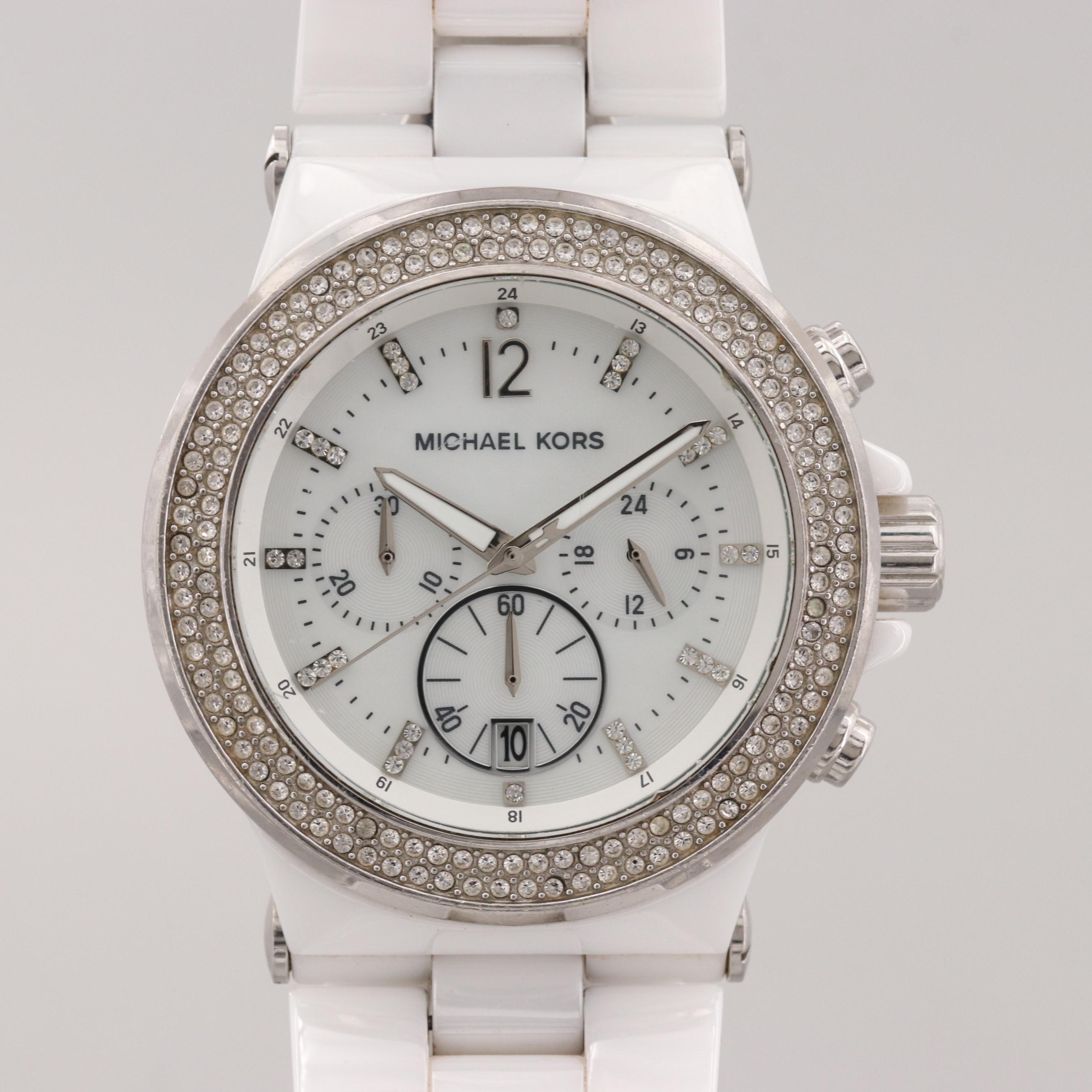 Michael Kors MK-5391 Ceramic Quartz Chronograph Watch With Glass Crystals