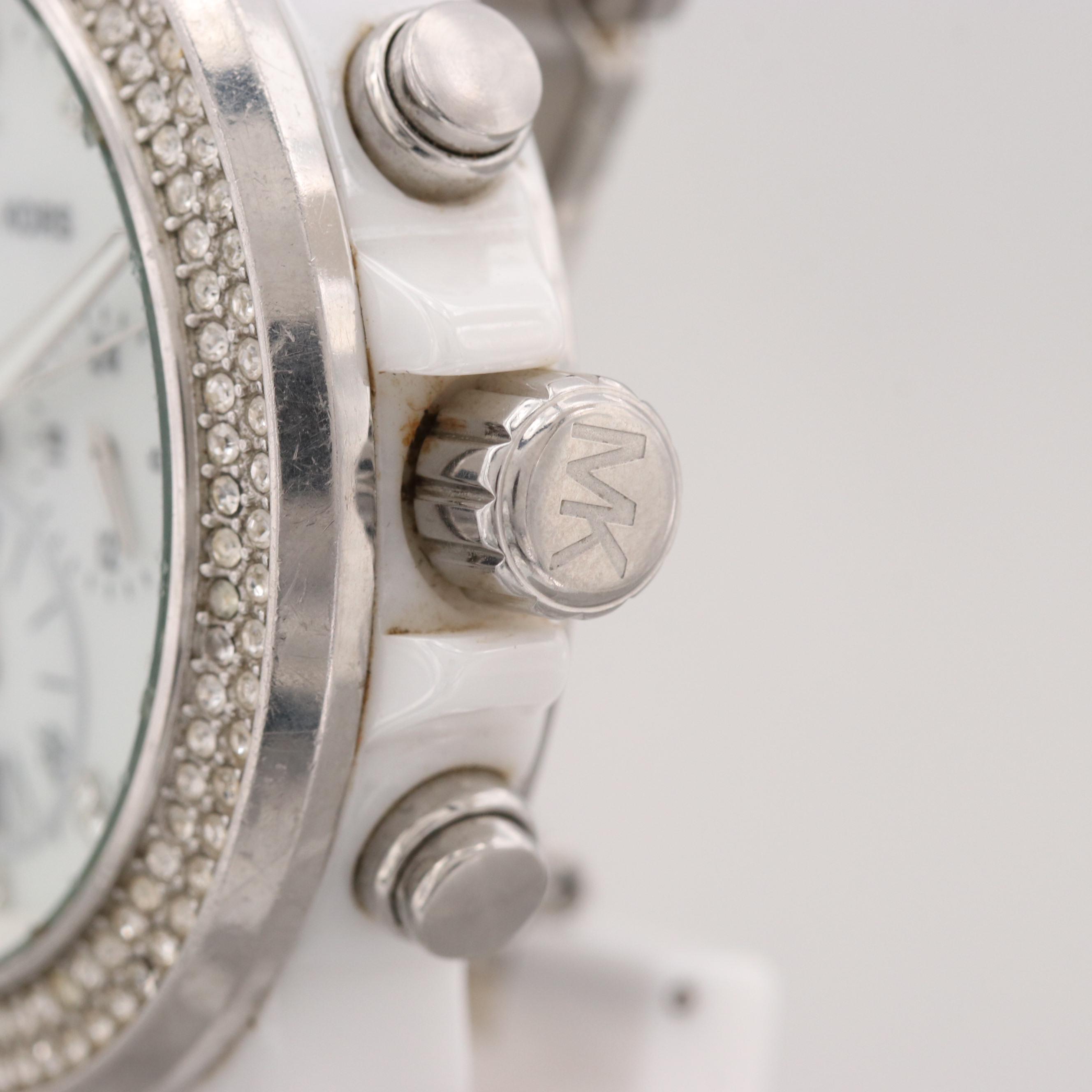 Michael Kors MK-5391 Ceramic Quartz Chronograph Watch With Glass Crystals